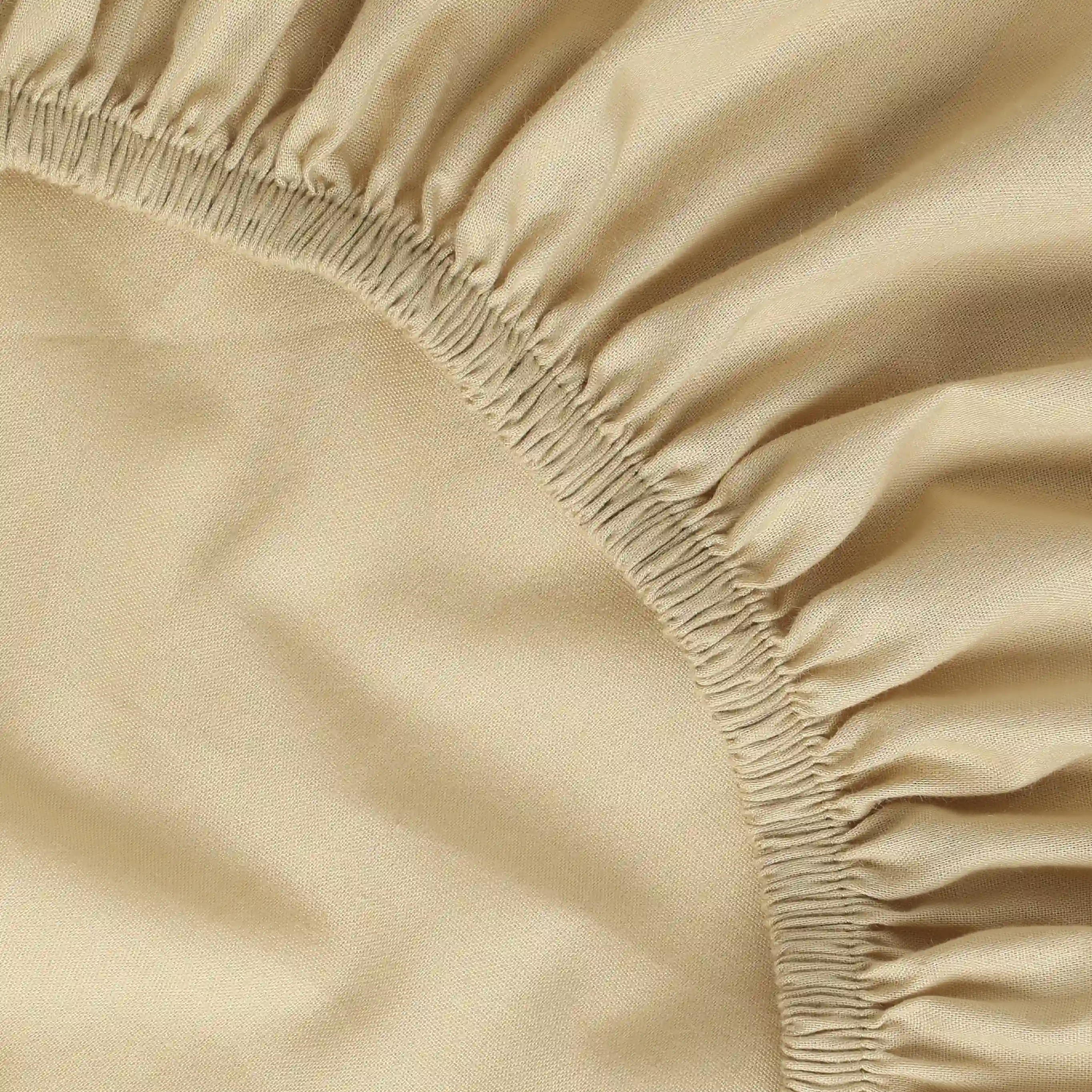 Paleto | Everyday Hues Solid Dyed Cotton Fitted Sheet Set-Beige - Image 7