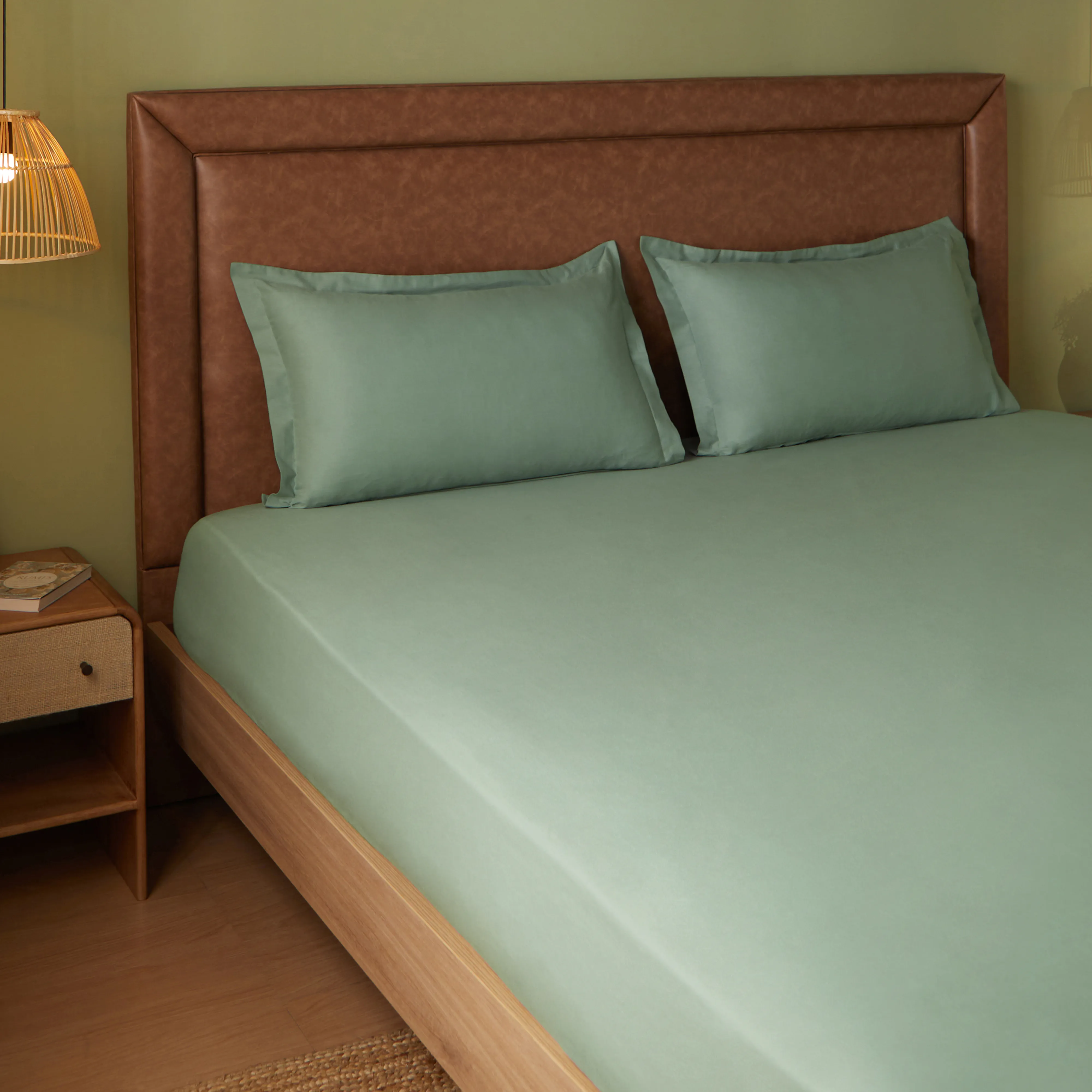 Paleto | Everyday Hues Solid Dyed Cotton Fitted Sheet Set-Green Sage - Image 8