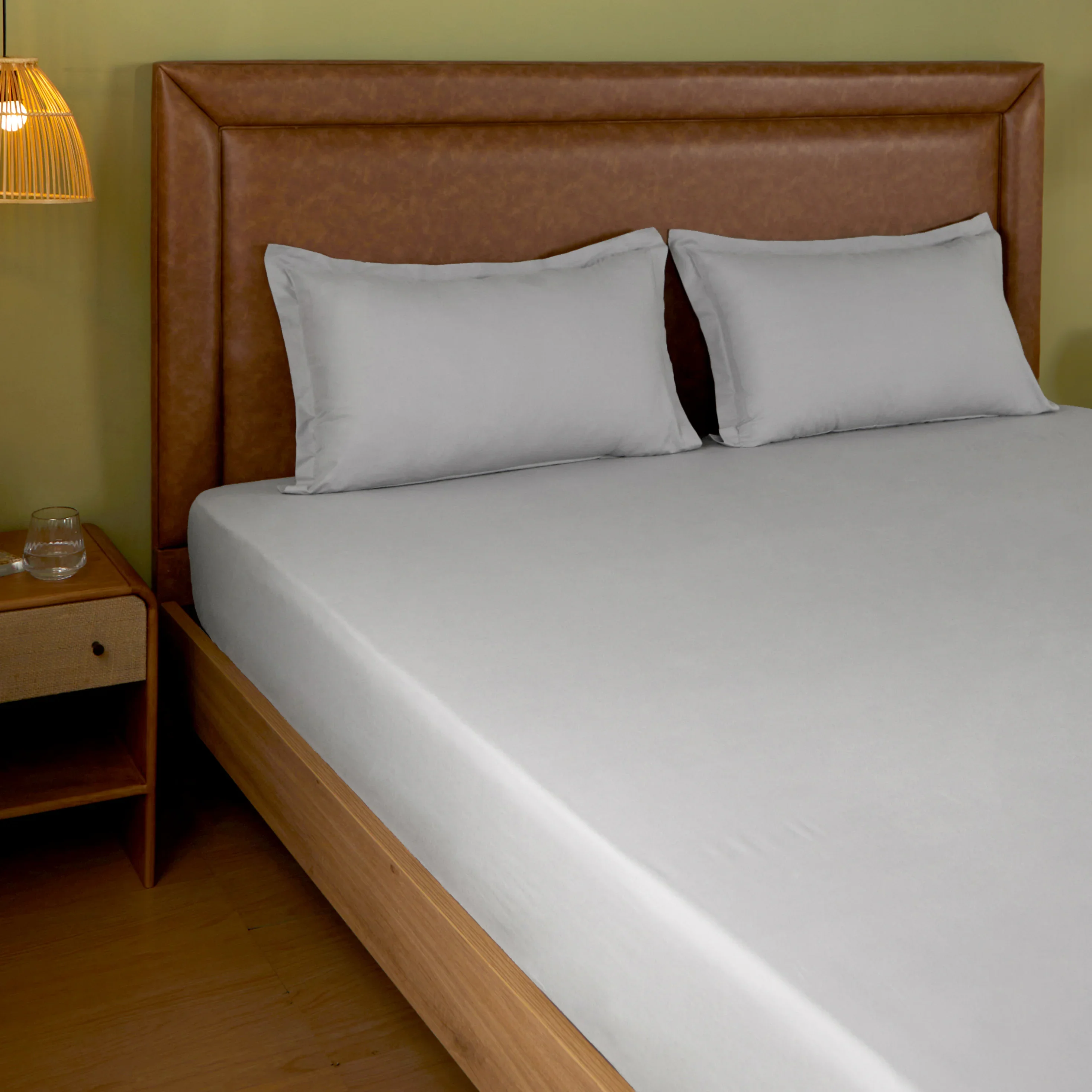Paleto | Everyday Hues Solid Dyed Cotton Fitted Sheet Set-Grey