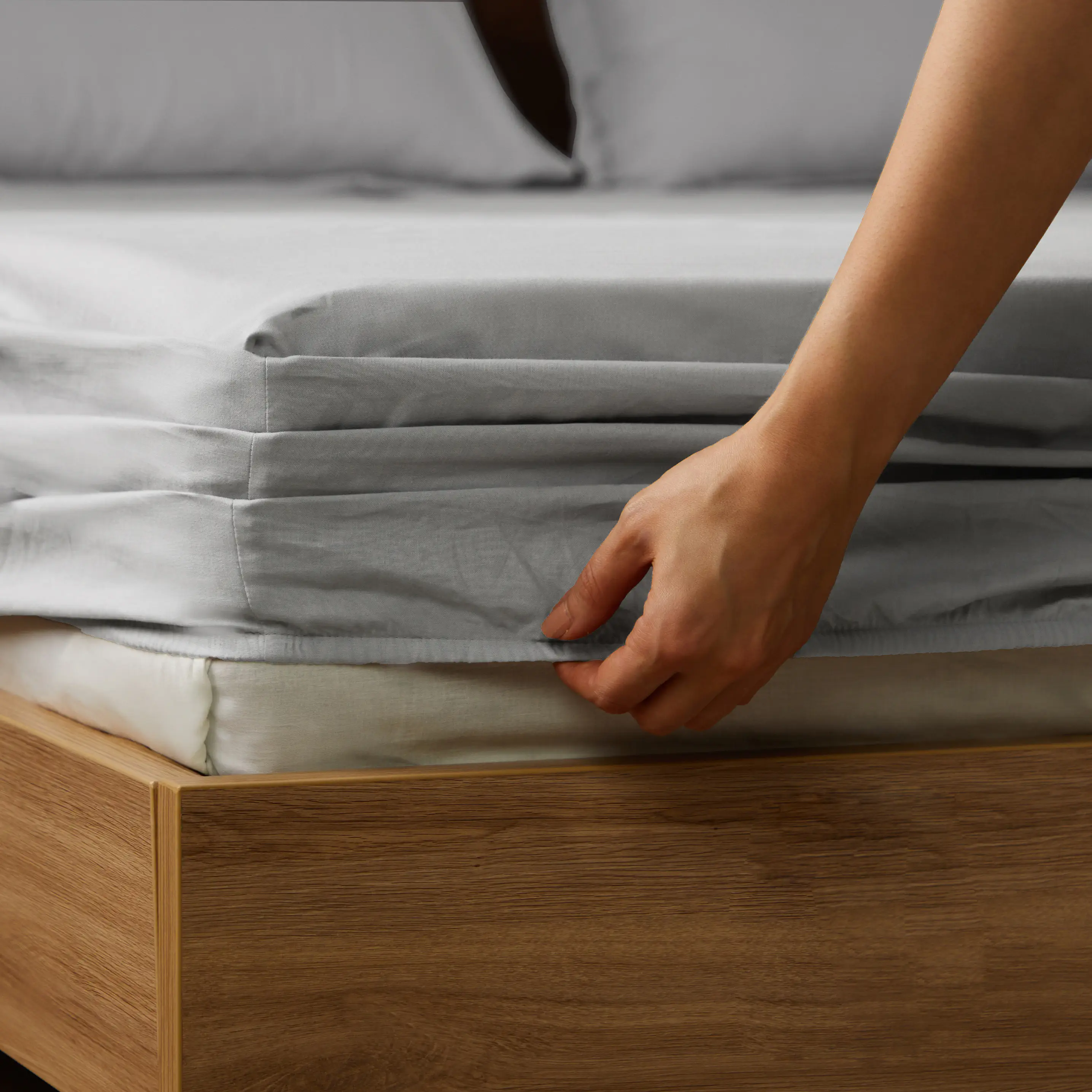 Paleto | Everyday Hues Solid Dyed Cotton Fitted Sheet Set-Grey - Image 4