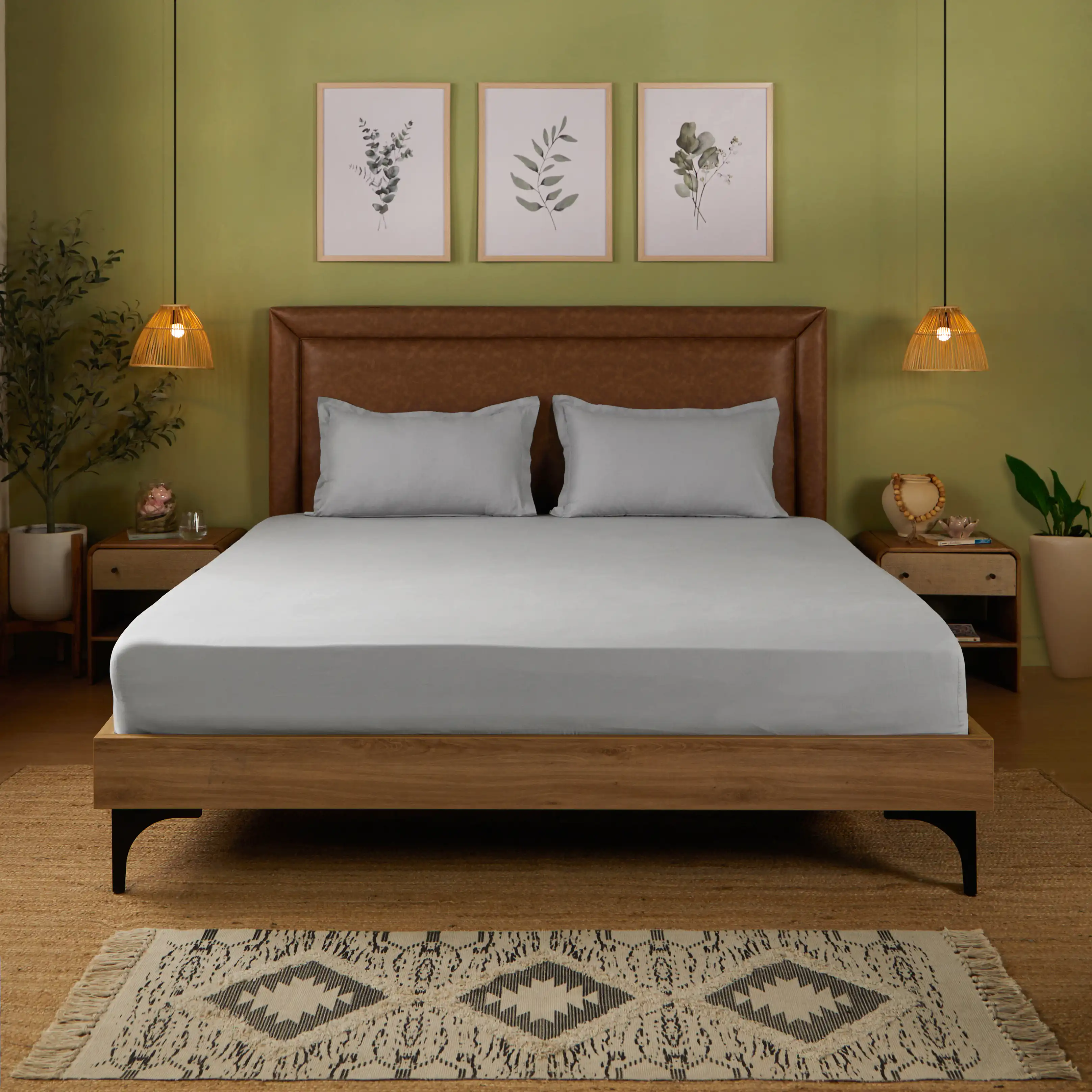 Paleto | Everyday Hues Solid Dyed Cotton Fitted Sheet Set-Grey - Image 9