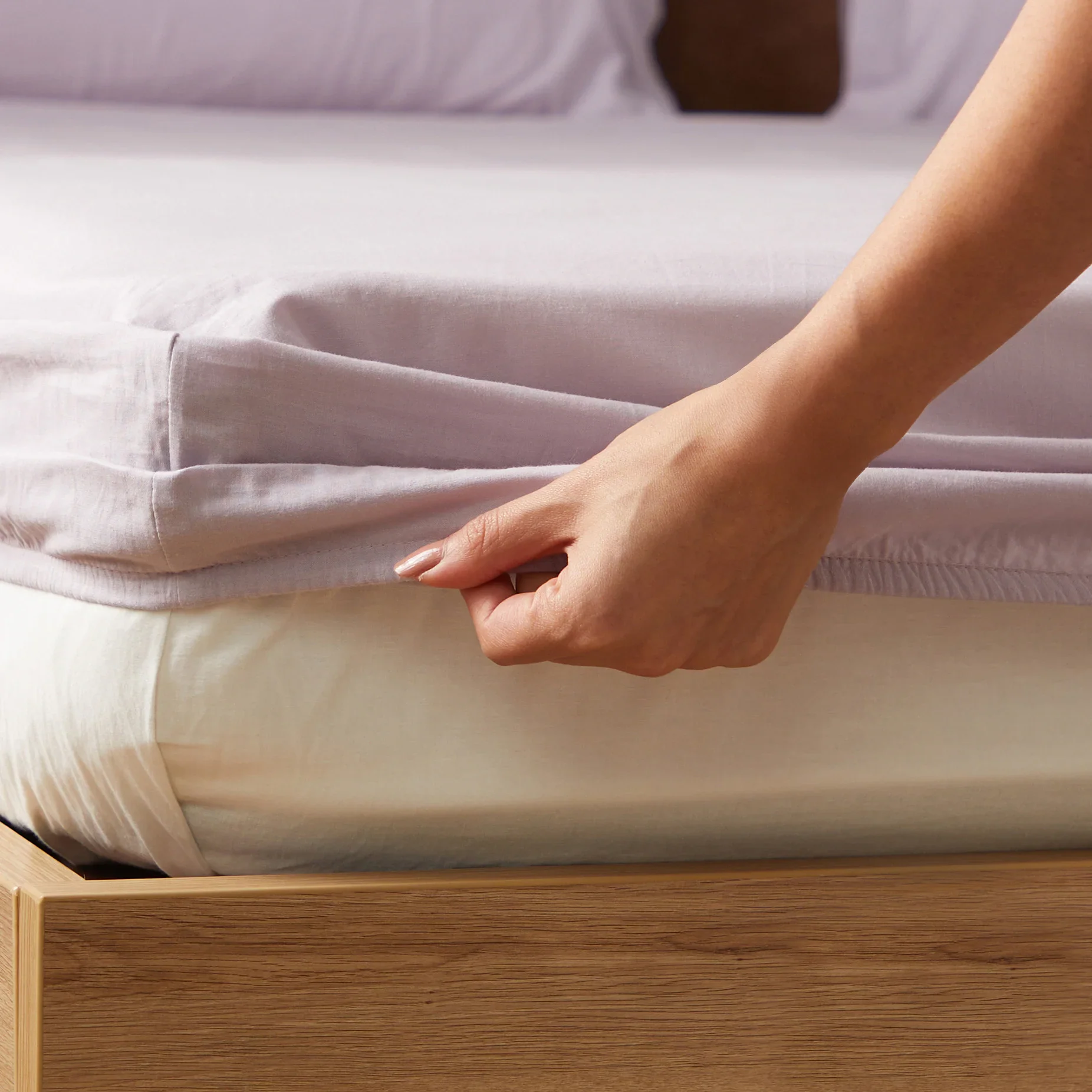 Paleto | Everyday Hues Solid Dyed Cotton Fitted Sheet Set-Grey Lavender - Image 4