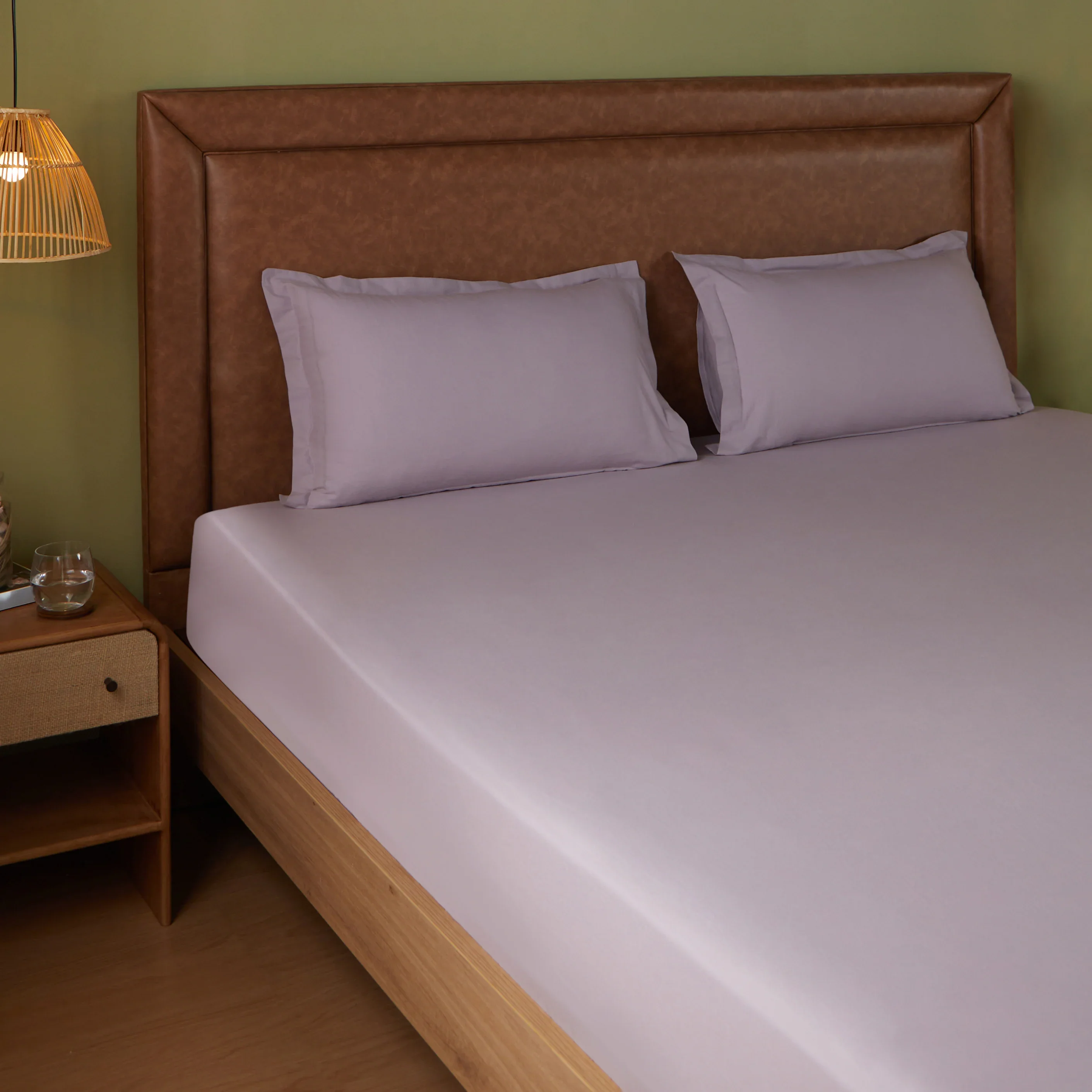 Paleto | Everyday Hues Solid Dyed Cotton Fitted Sheet Set-Grey Lavender - Image 8