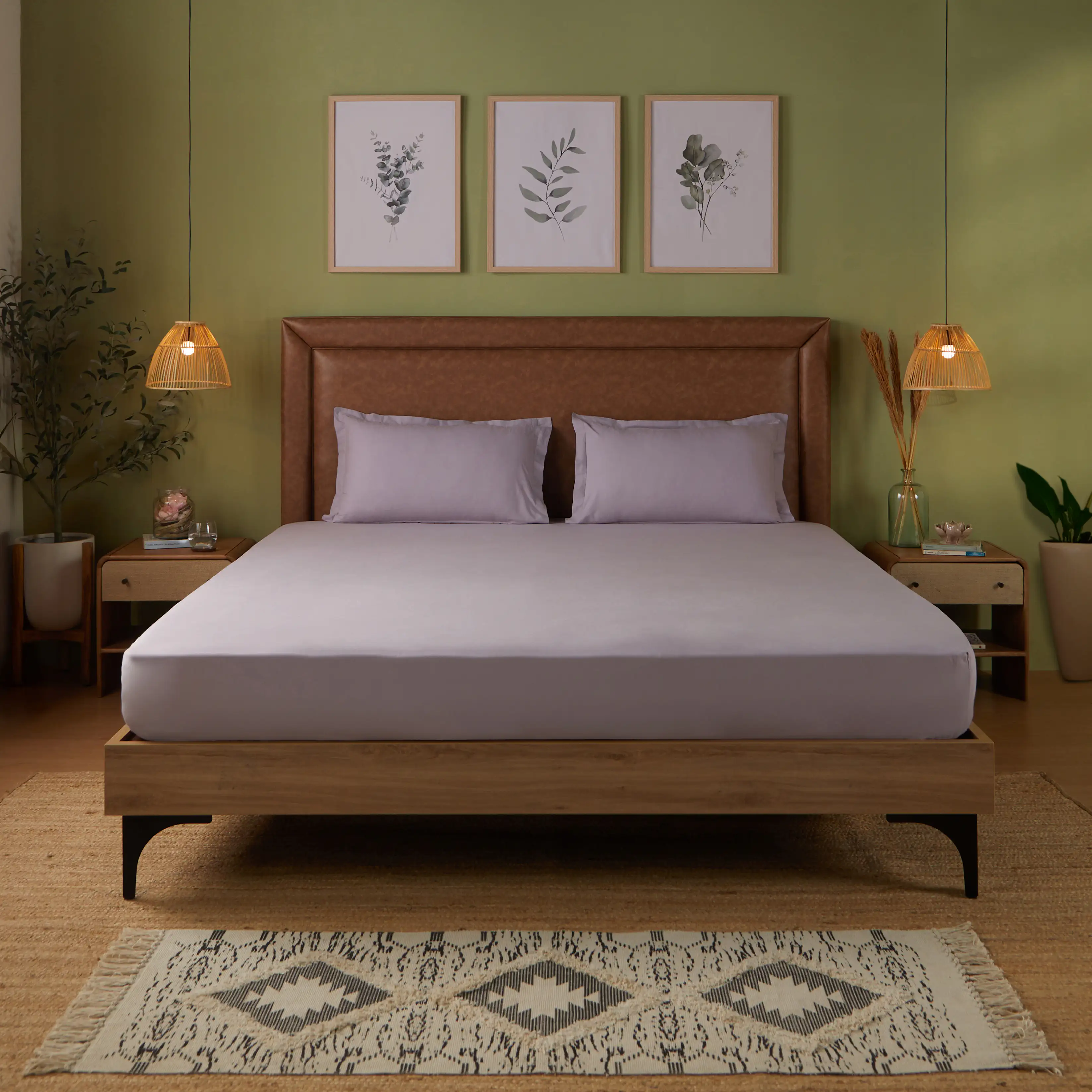 Paleto | Everyday Hues Solid Dyed Cotton Fitted Sheet Set-Grey Lavender - Image 9