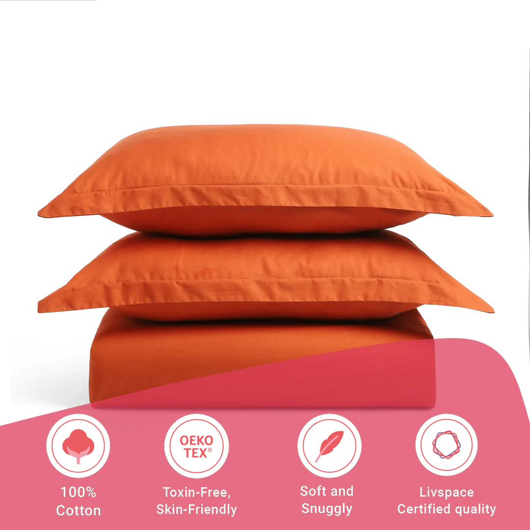 Paleto | Everyday Hues Solid Dyed Cotton Fitted Sheet Set-Rust - Image 15