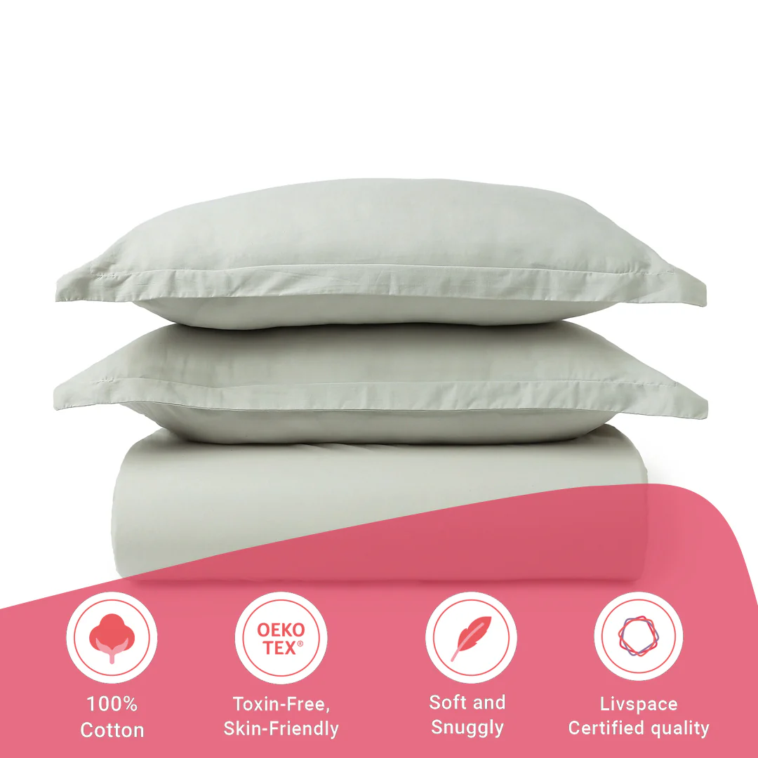Paleto | Everyday Hues Solid Dyed Cotton Fitted Sheet Set-Silver - Image 15