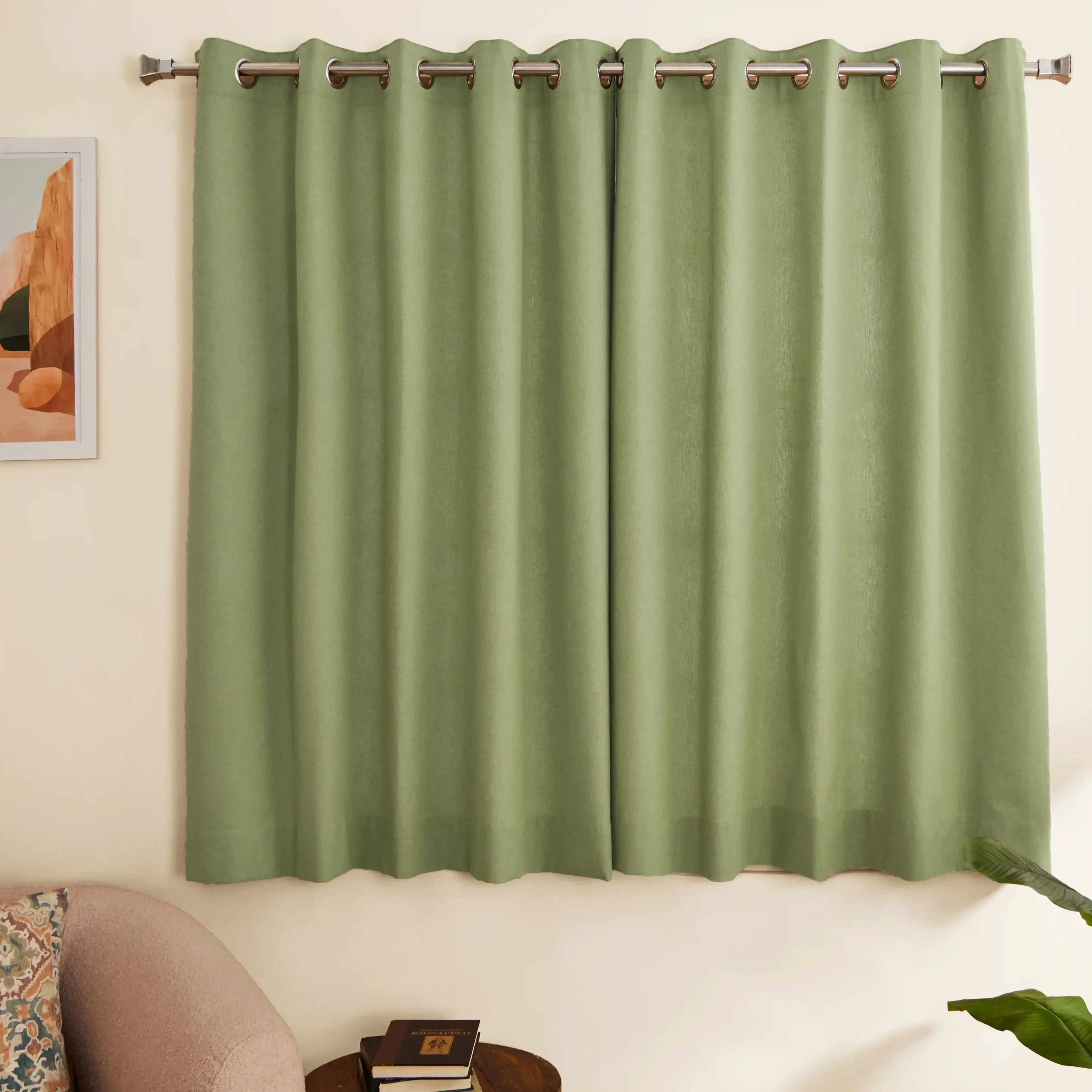 Pelushe Set Of 2 100% Cotton Solid Readymade Curtains | Everyday Hues - Image 105