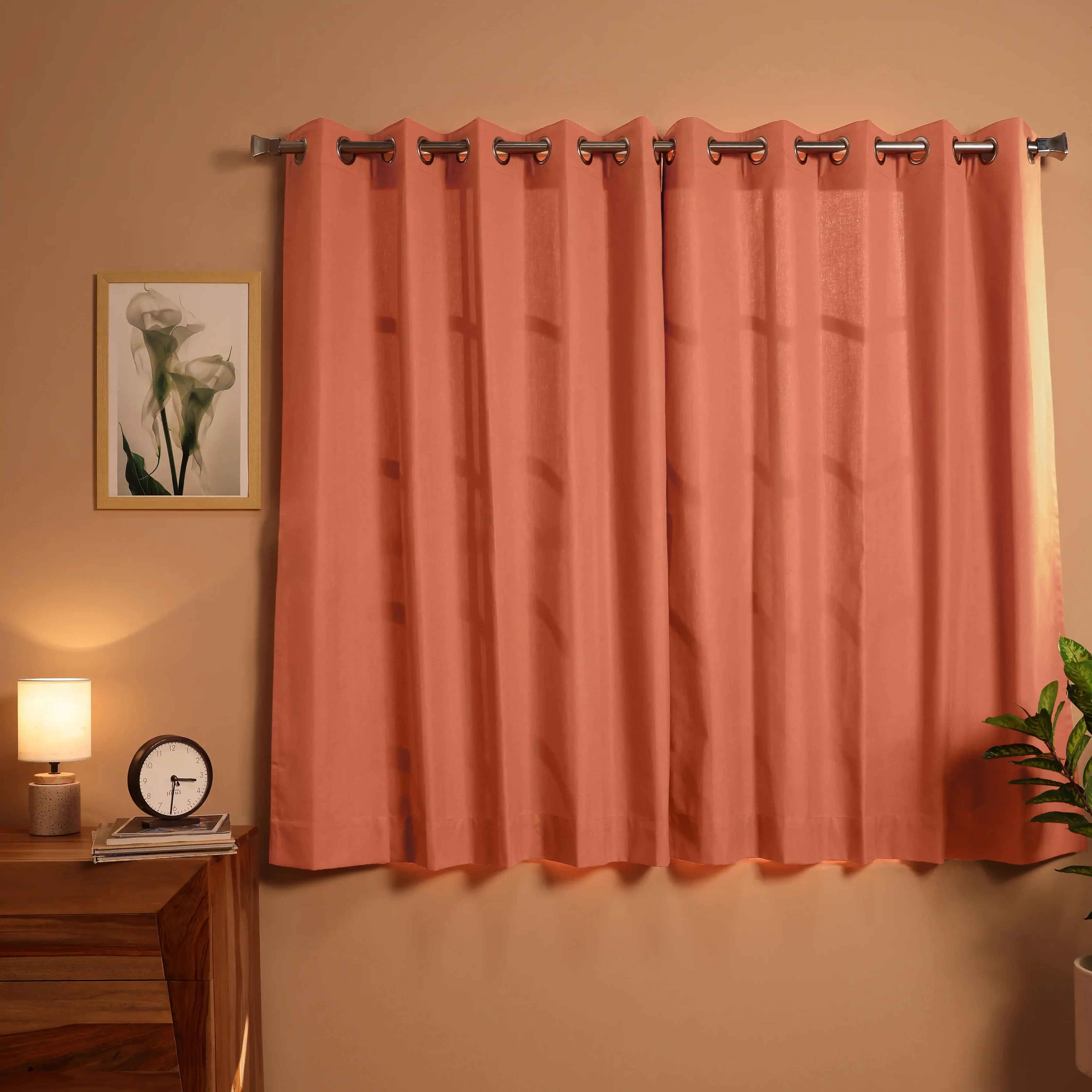 Pelushe Set Of 2 100% Cotton Solid Readymade Curtains | Everyday Hues - Image 113