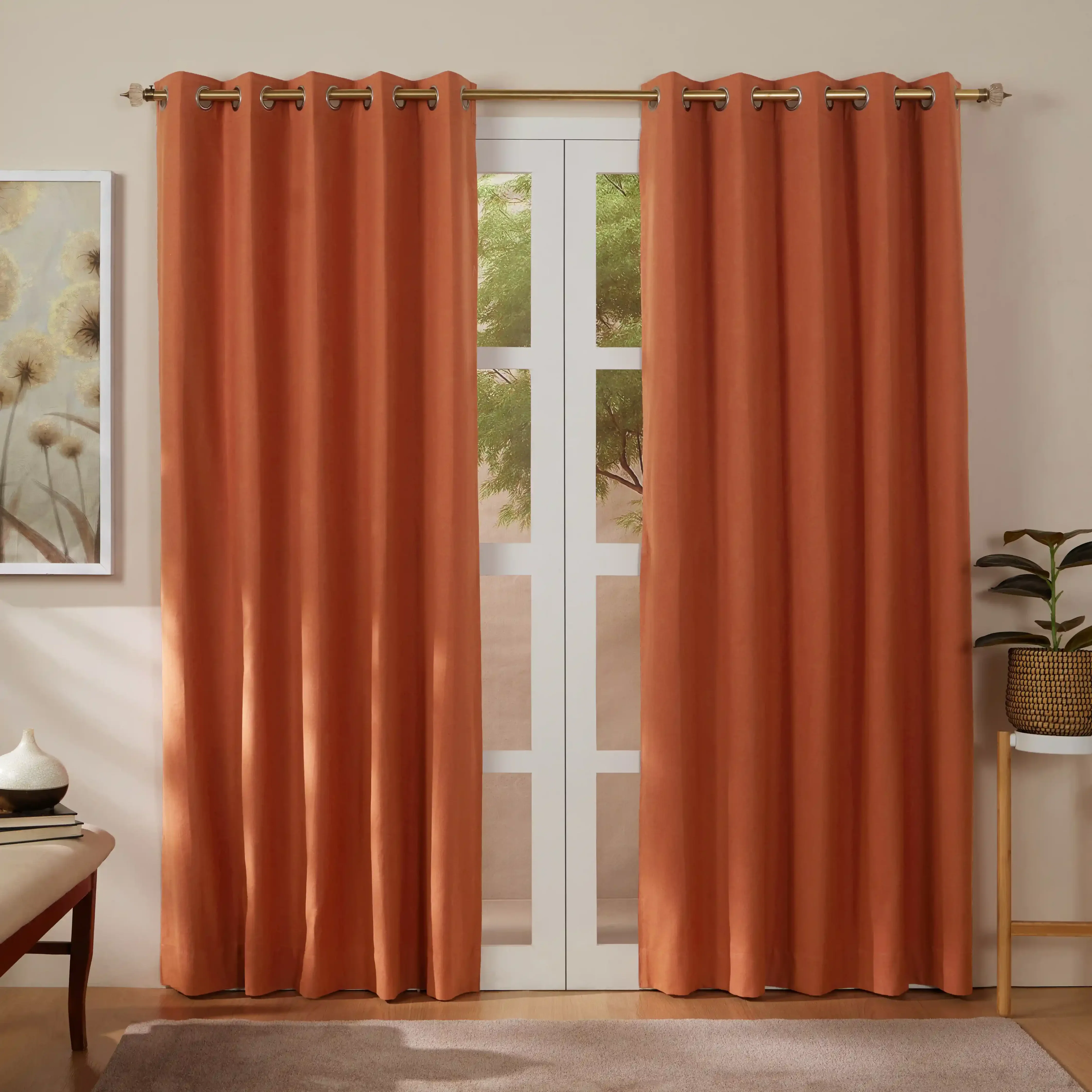 Pelushe Set Of 2 100% Cotton Solid Readymade Curtains | Everyday Hues - Image 121