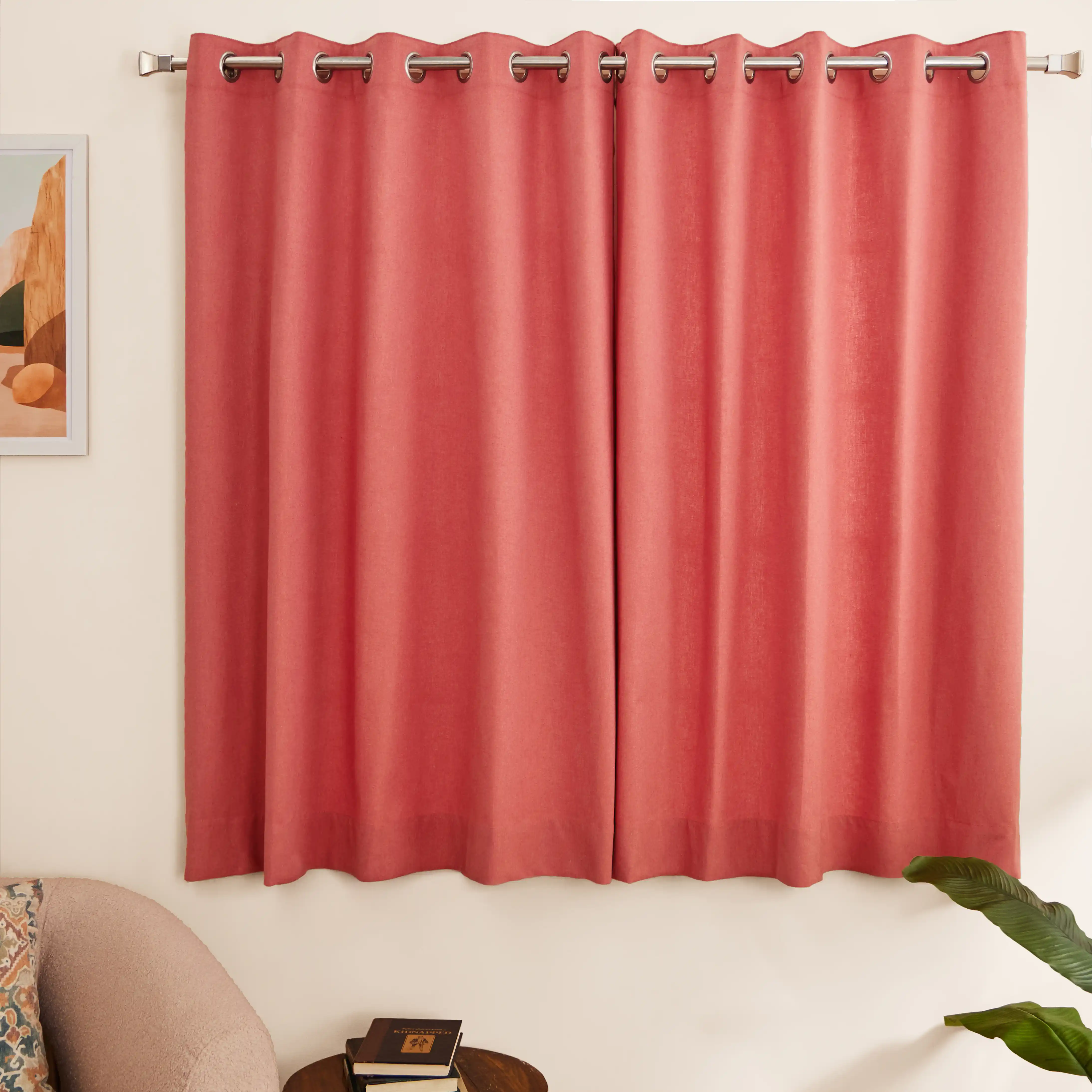 Pelushe Set Of 2 100% Cotton Solid Readymade Curtains | Everyday Hues - Image 125