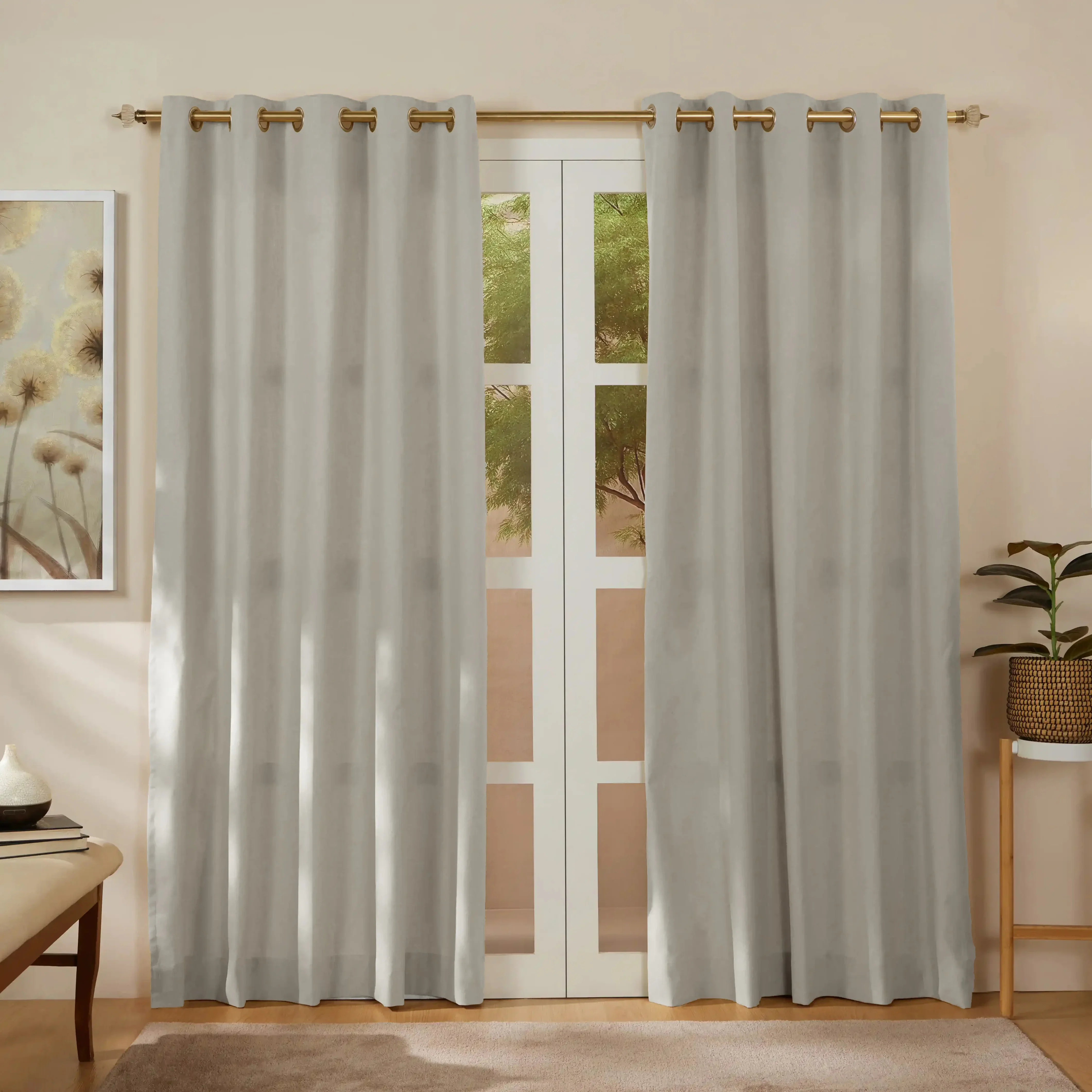 Pelushe Set Of 2 100% Cotton Solid Readymade Curtains | Everyday Hues - Image 57
