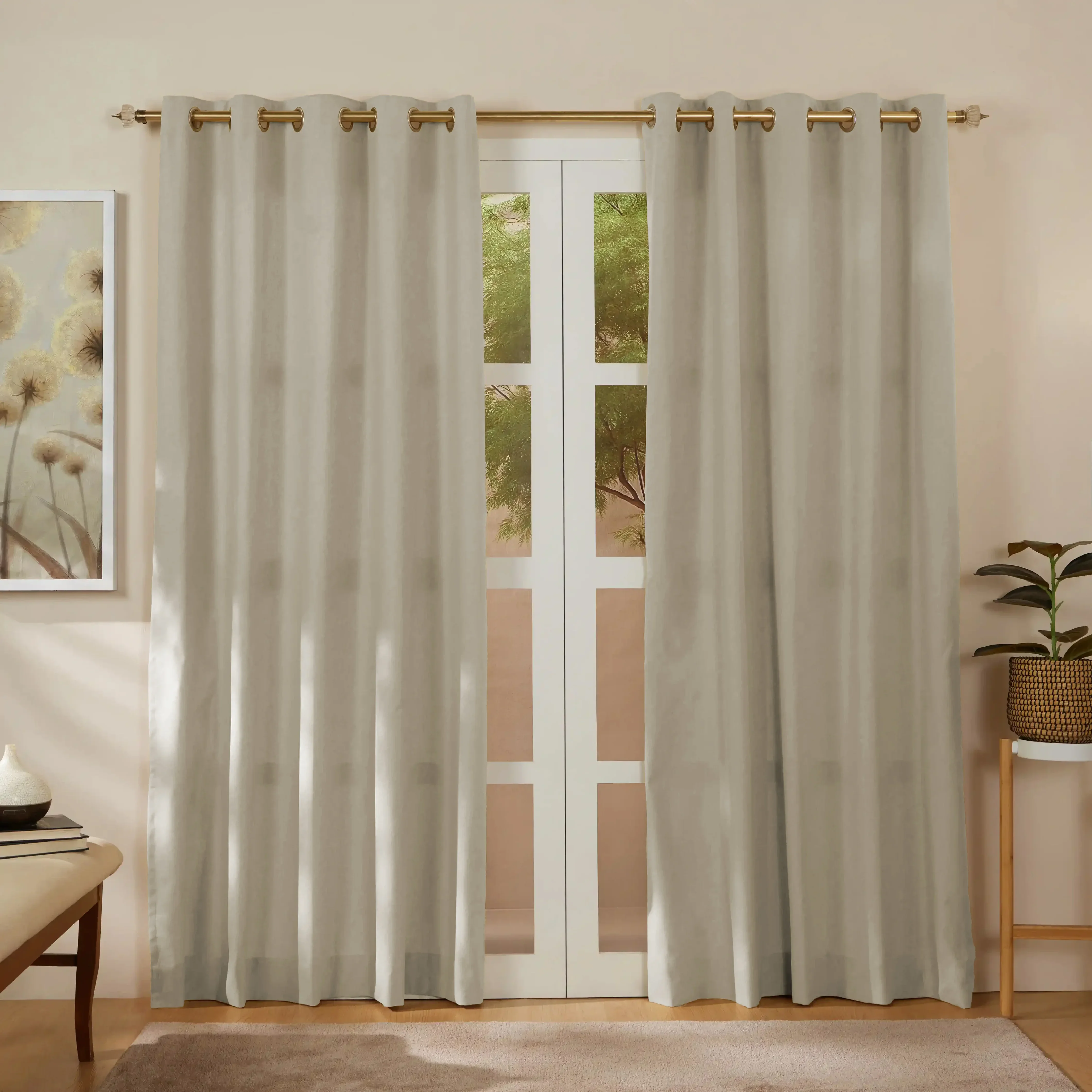 Pelushe Set Of 2 100% Cotton Solid Readymade Curtains | Everyday Hues - Image 60