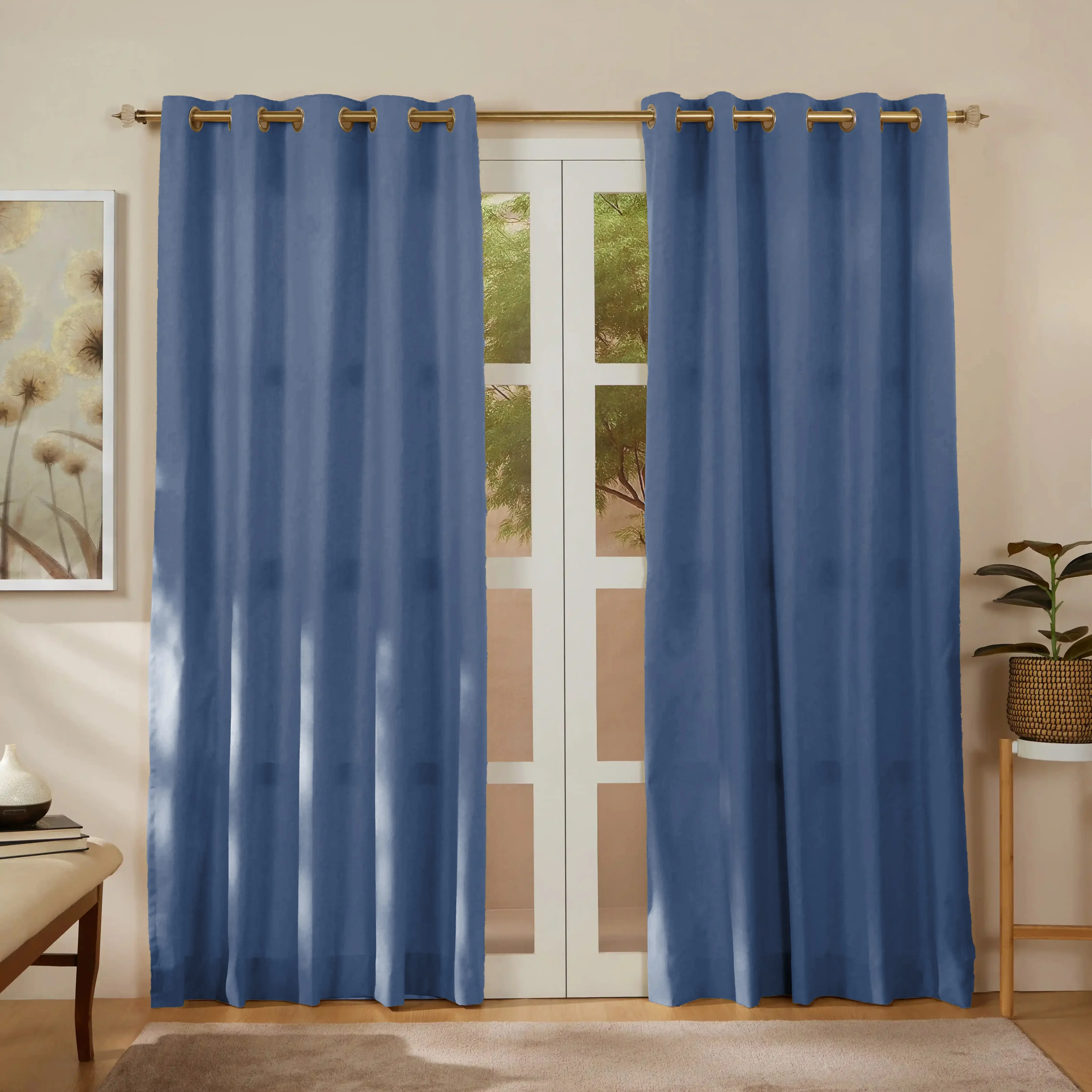 Pelushe Set Of 2 100% Cotton Solid Readymade Curtains | Everyday Hues - Image 65