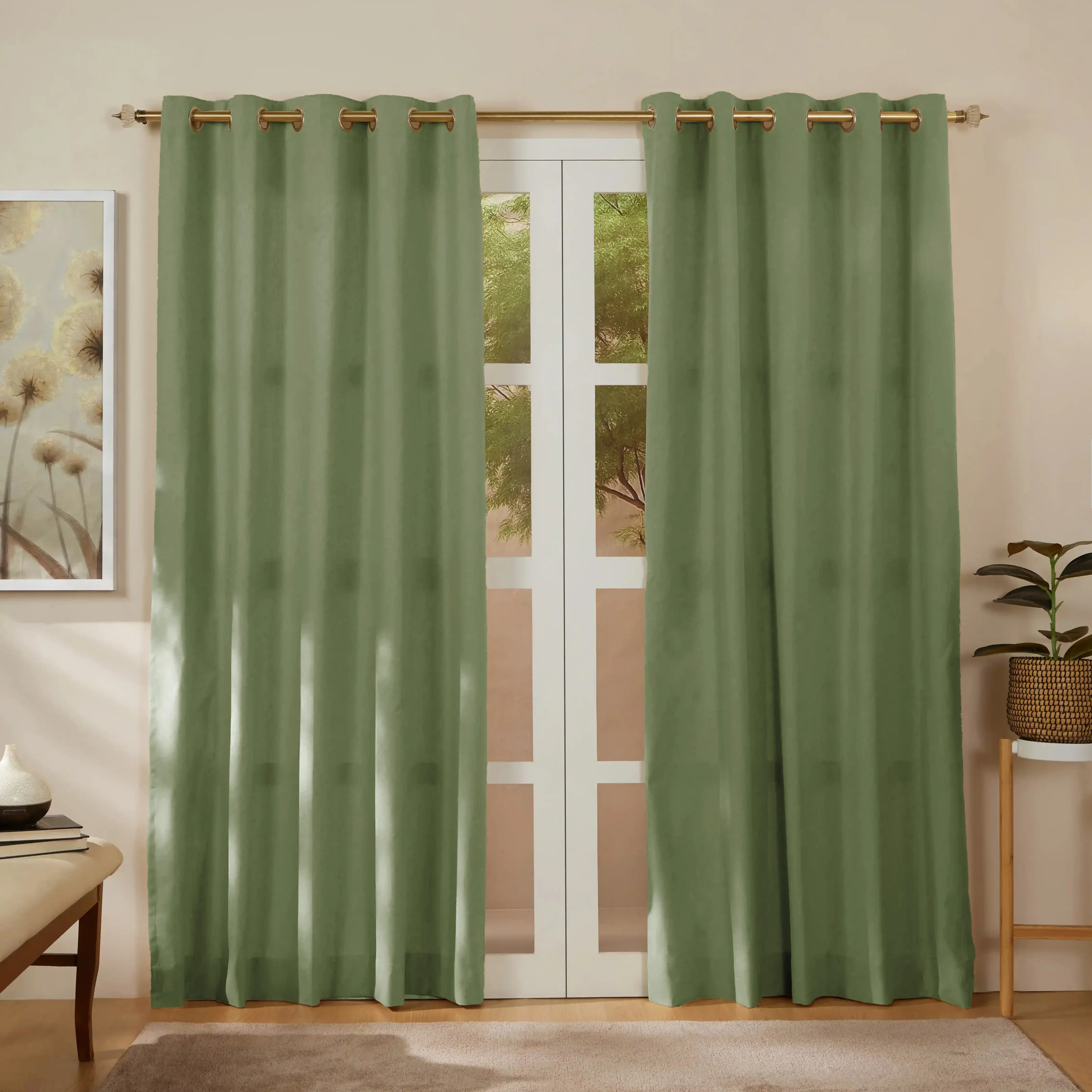 Pelushe Set Of 2 100% Cotton Solid Readymade Curtains | Everyday Hues - Image 68