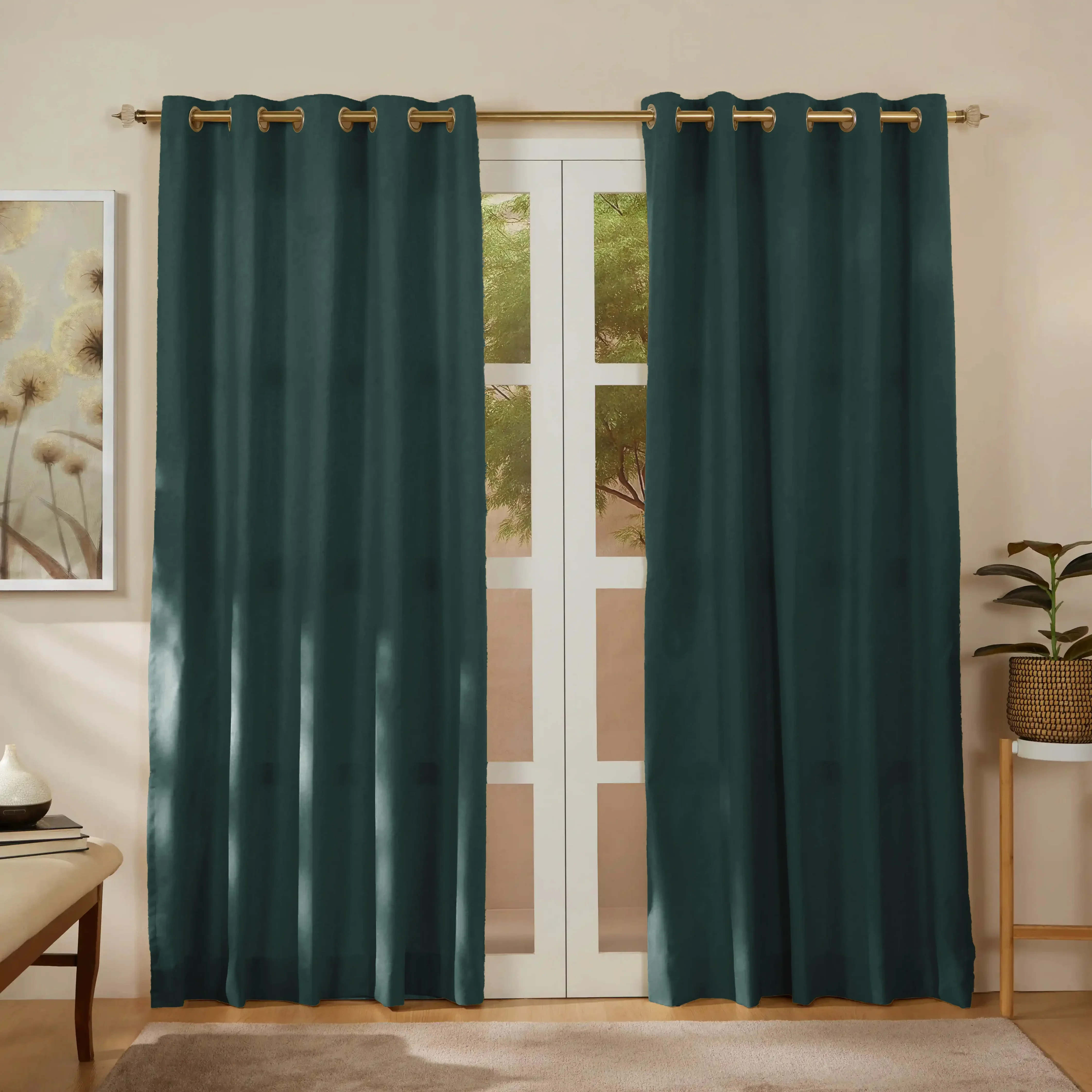 Pelushe Set Of 2 100% Cotton Solid Readymade Curtains | Everyday Hues - Image 71