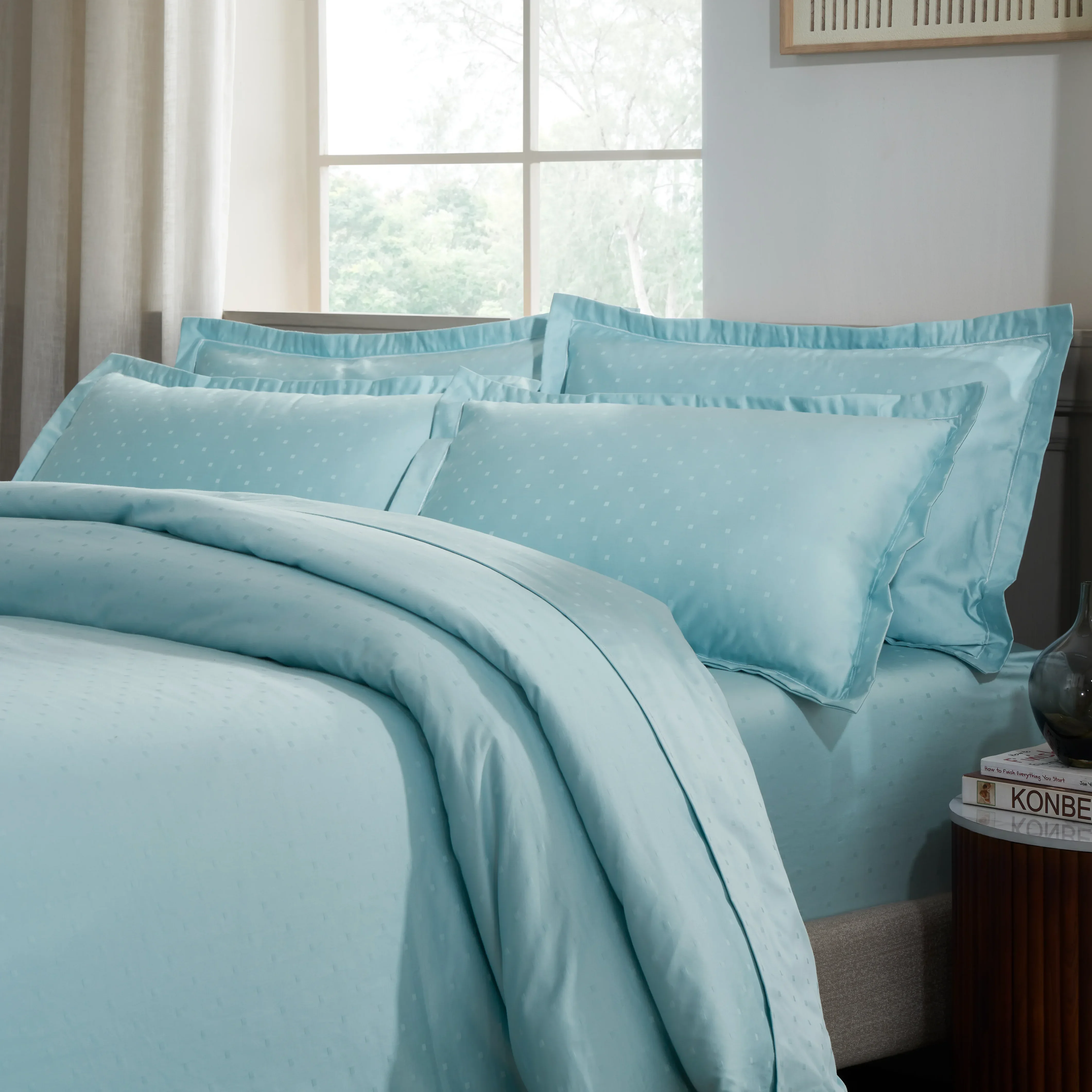 Ricaso | 1000TC Egyptian Cotton Swiss Dot Super Soft Bedsheet Set | Pillow Cover with Merrow Hem Treatment - Image 26