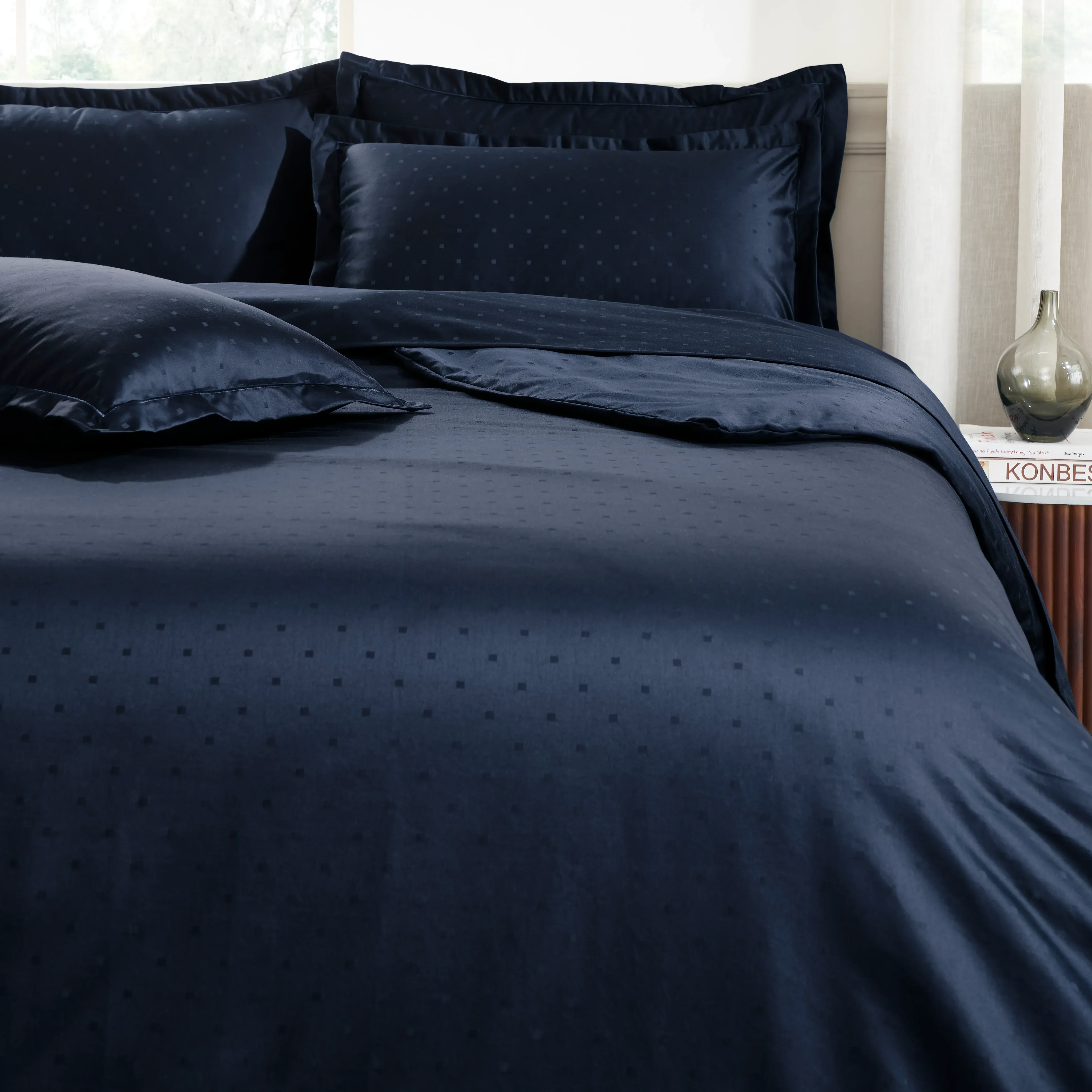 Ricaso | 1000TC Egyptian Cotton Swiss Dot Super Soft Fitted Sheet Set | Pillow Cover with Merrow Hem Treatment - Image 3