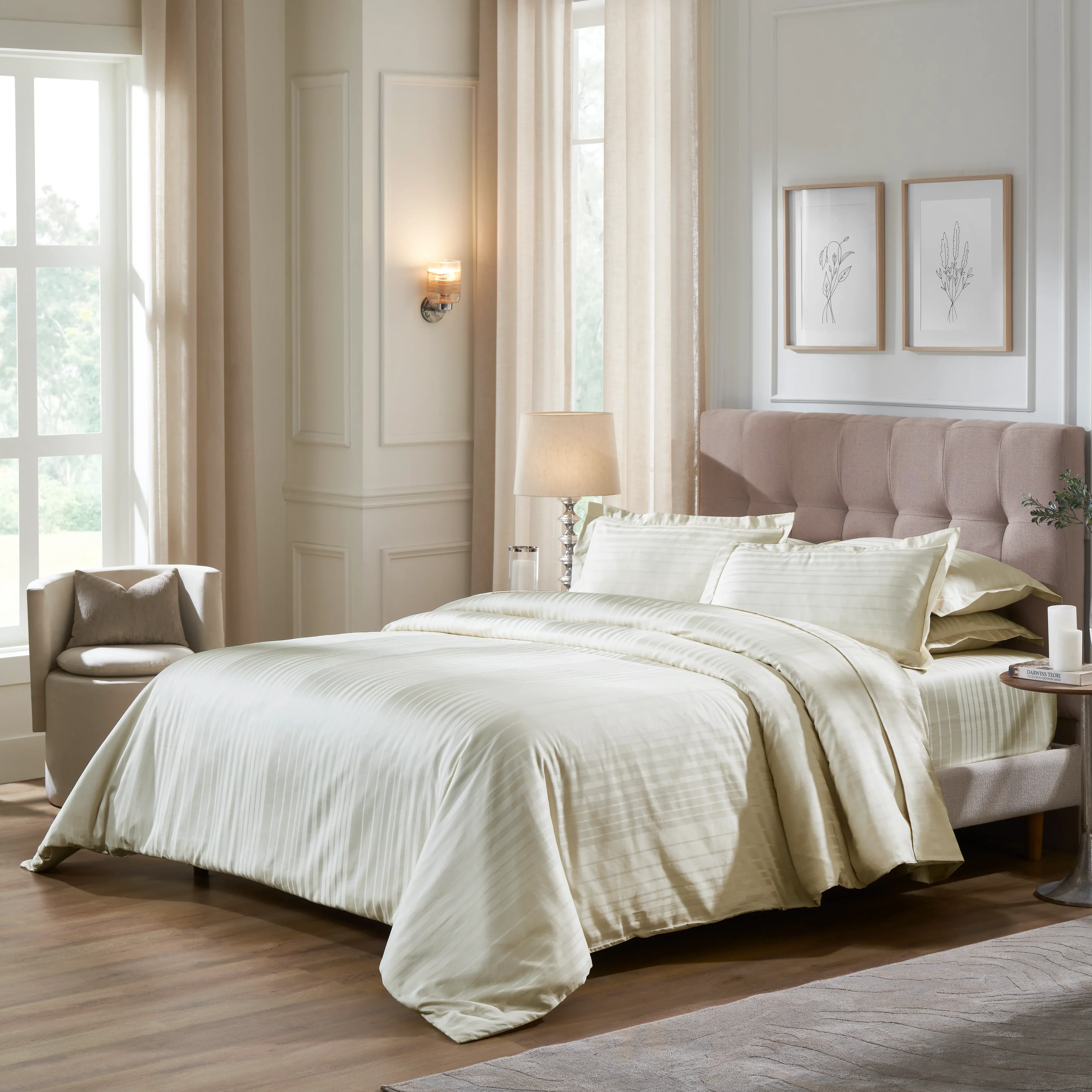 Seraya | 400TC Varigated Stripes Super Soft Fitted Sheet Set - Image 15