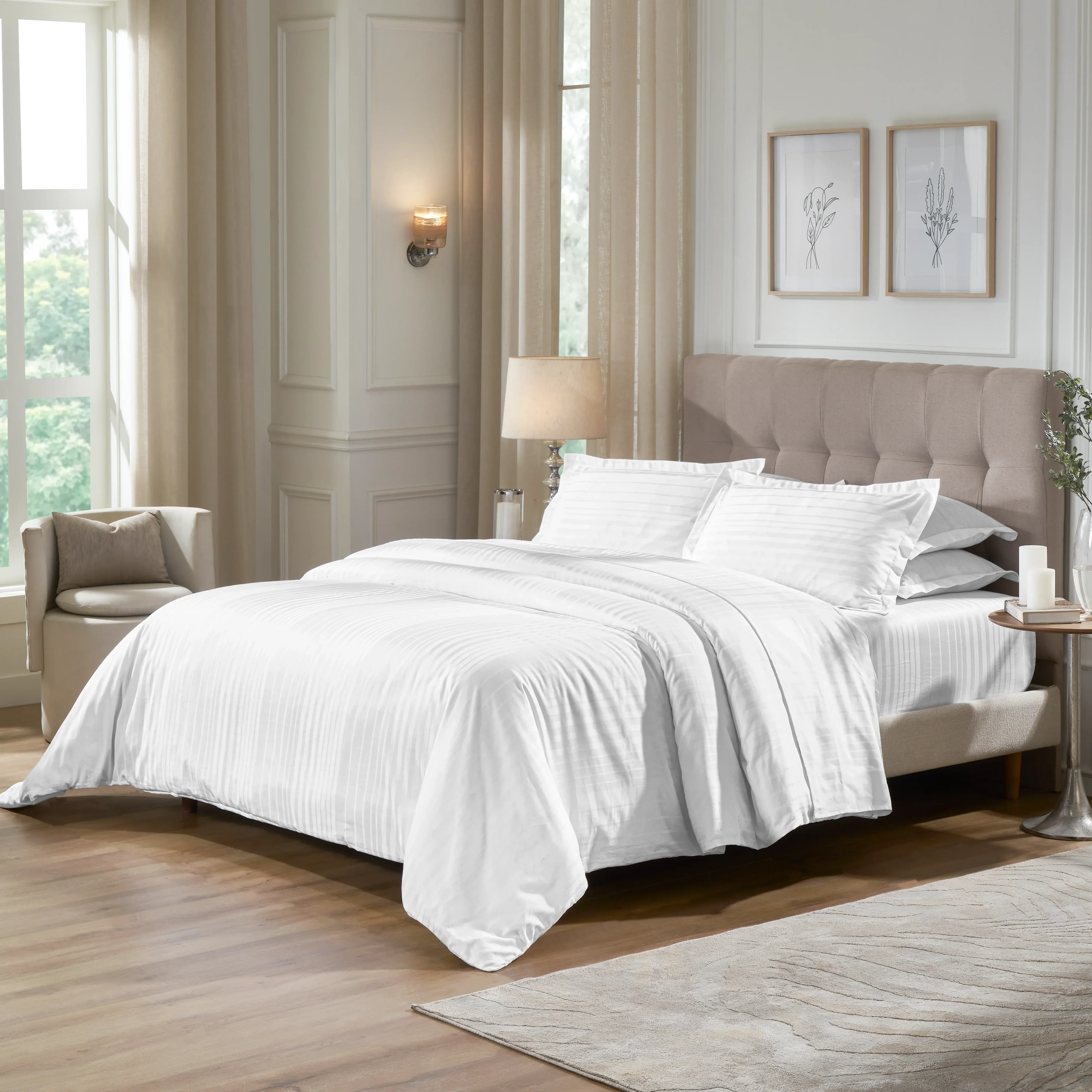 Seraya | 400TC Varigated Stripes Super Soft Fitted Sheet Set - Image 8