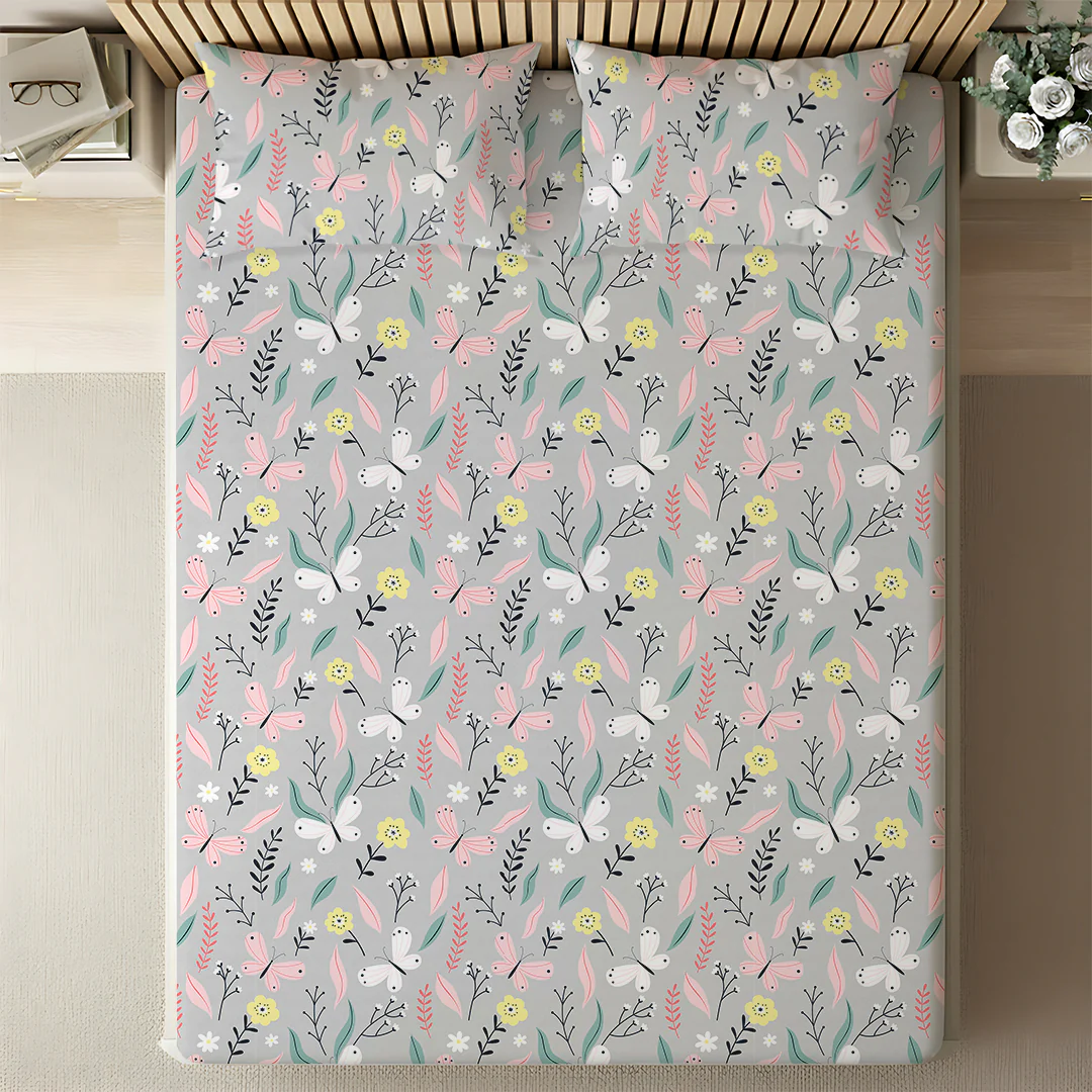 Serene Nest Printed Bedsheet Set - Image 65