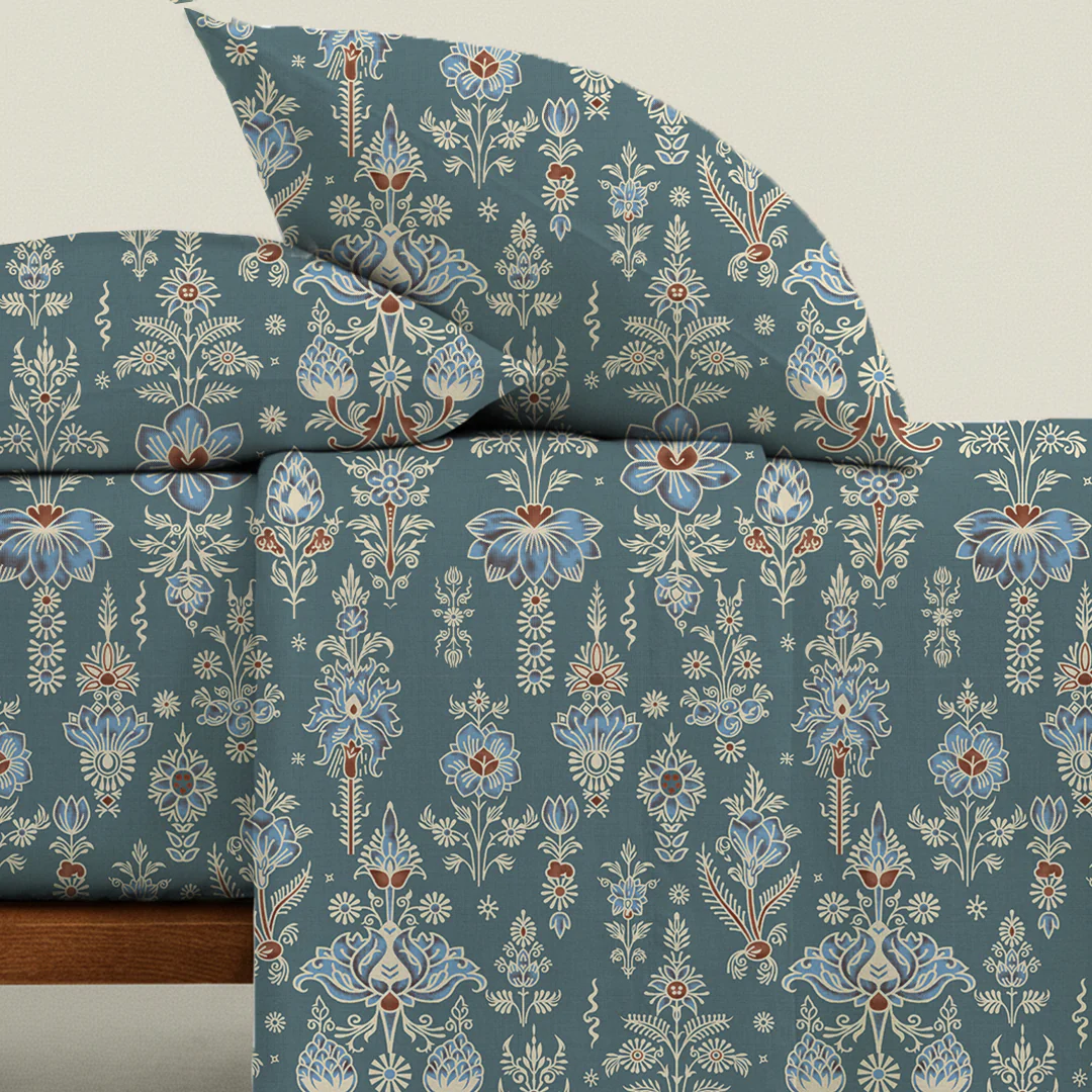 Serene Nest Printed Fitted Sheet Set - Image 79