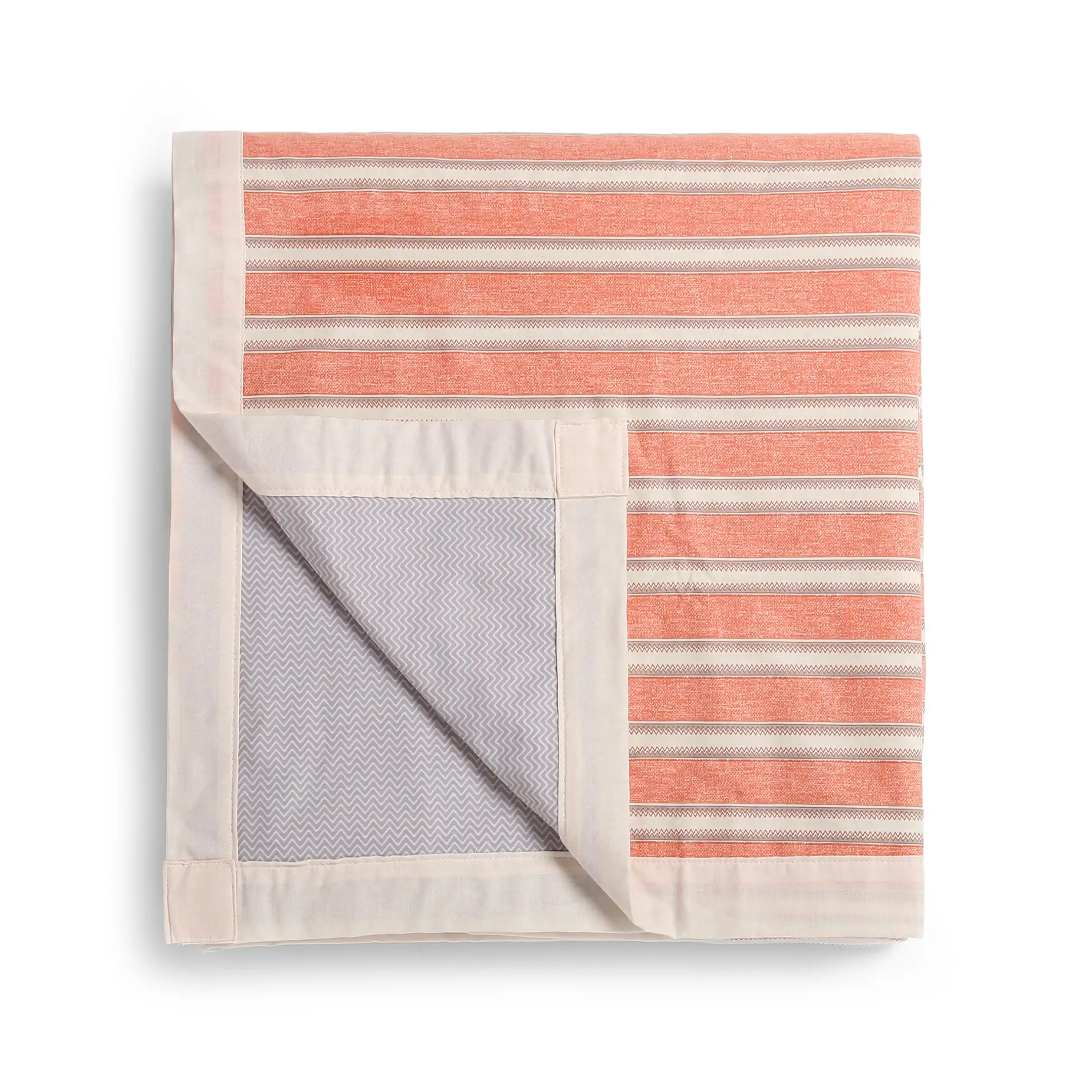 Threadscapes | Woven Textured Printed Reversible Dohar with Super Soft Flannel Layering-Peach - Image 4