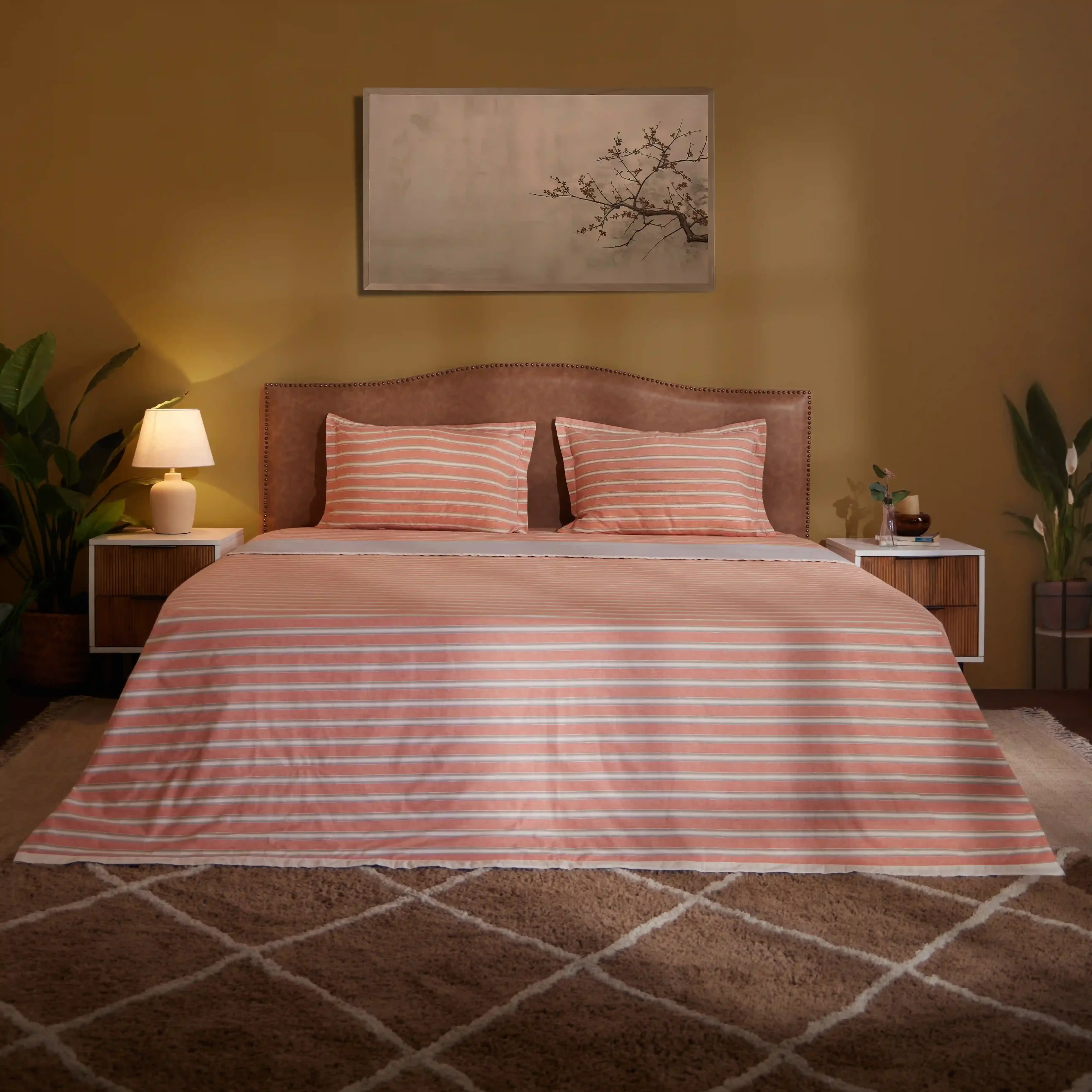 Threadscapes | Woven Textured Printed Reversible Dohar with Super Soft Flannel Layering-Peach - Image 7