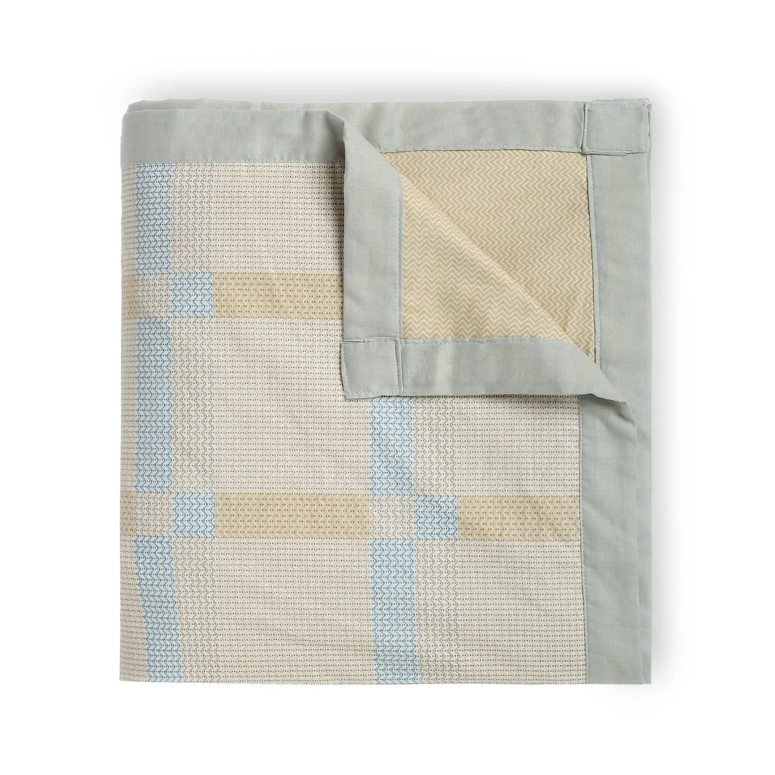 Threadscapes | Woven Textured Printed Reversible Dohar with Super Soft Flannel Layering-Sand - Image 8