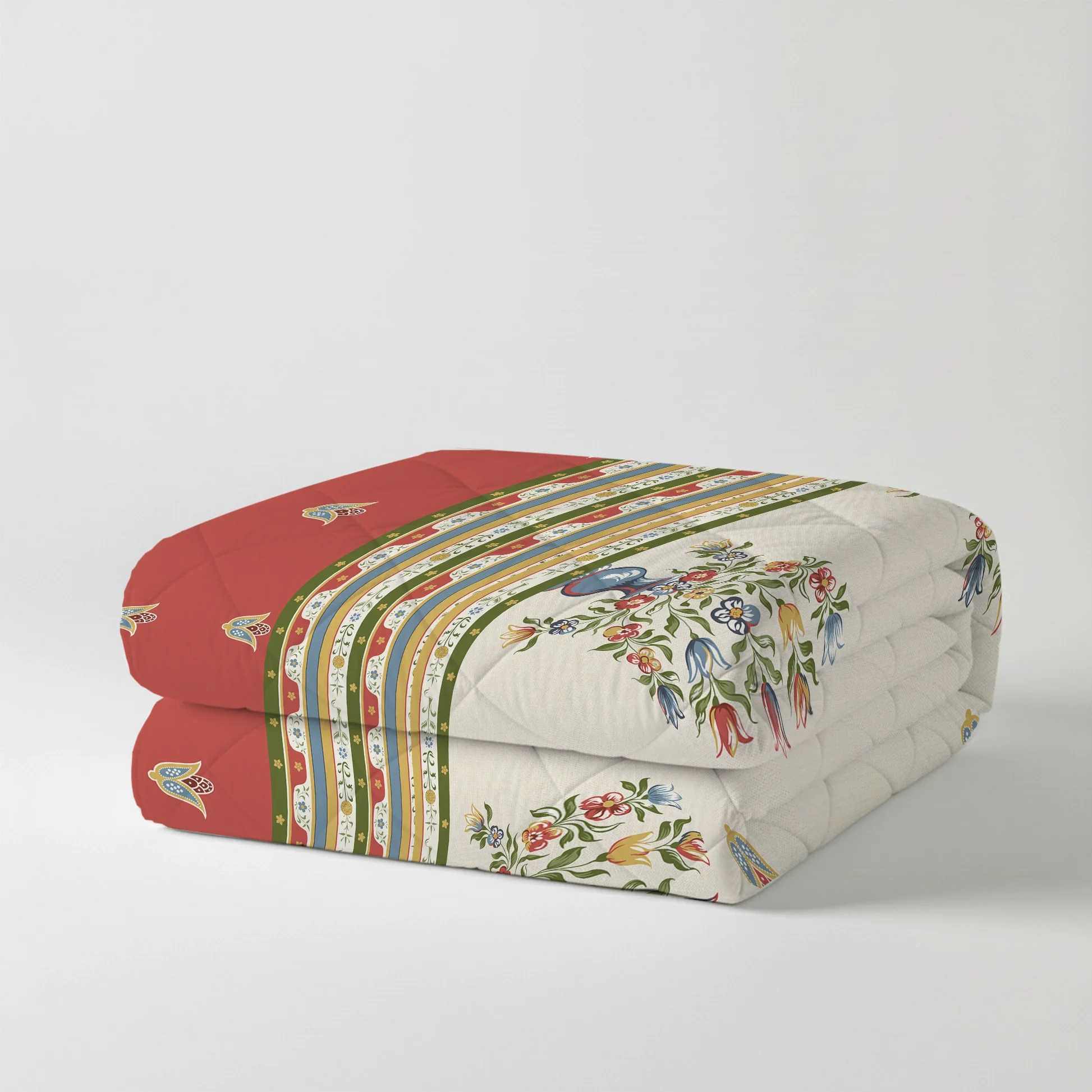 Udyan Tales | Vivid Traditional Printed 300 GSM Extra Warm Premium Comforter - Brick Red - Image 4