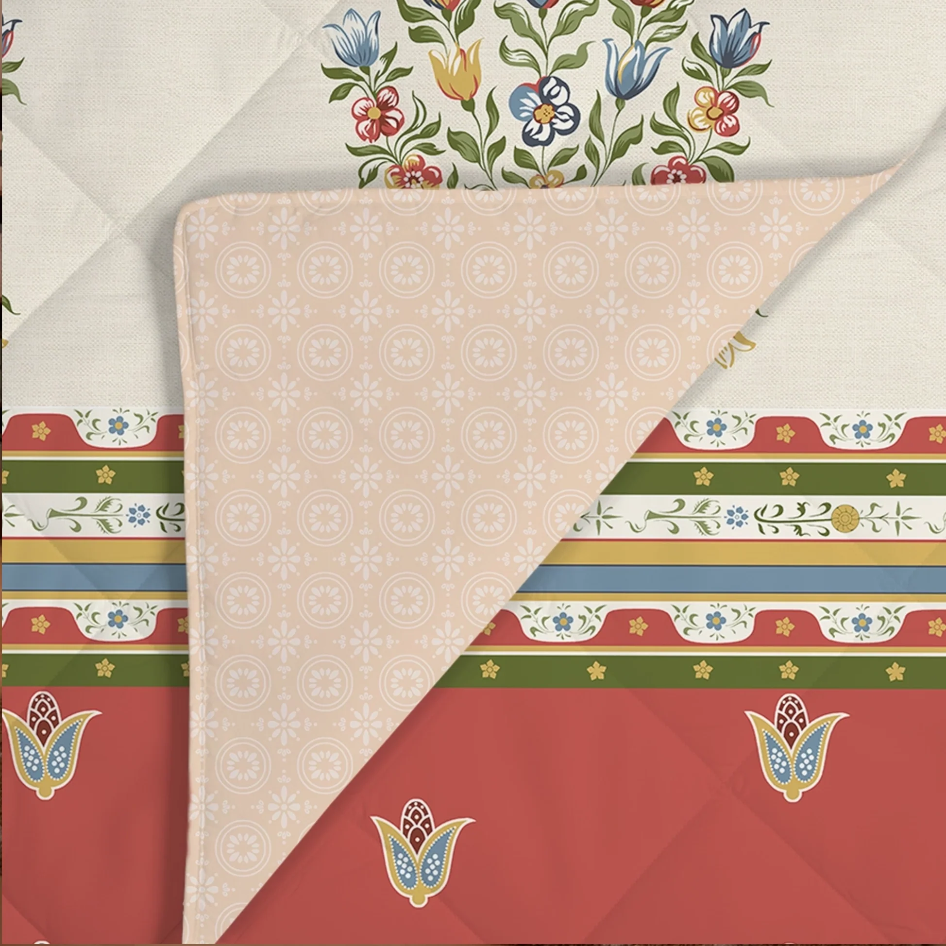 Udyan Tales | Vivid Traditional Printed 300 GSM Extra Warm Premium Comforter - Brick Red - Image 5