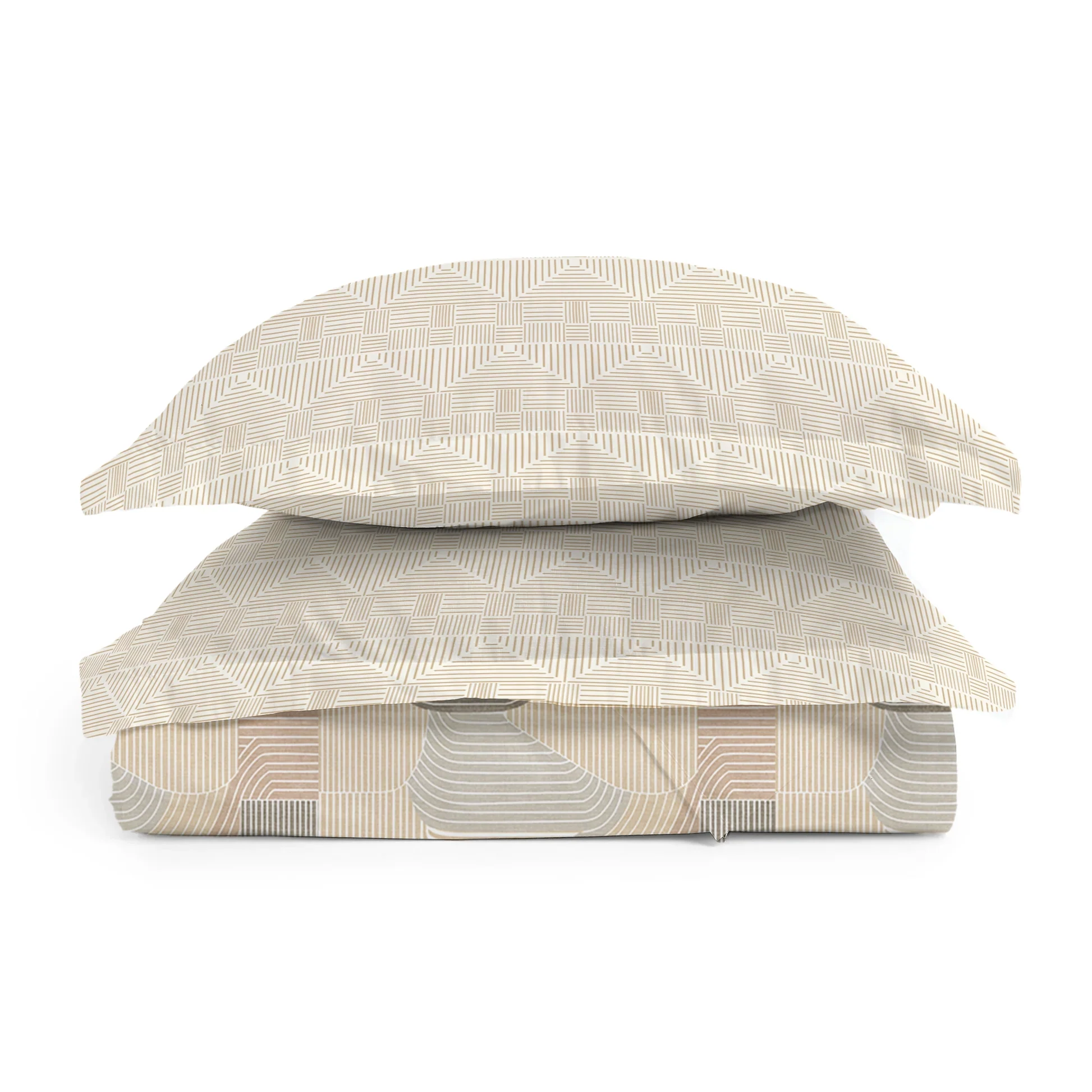 Udyan Tales | Modern Abstract Printed Cotton Bedsheet Set - Neutral Beige - Image 4