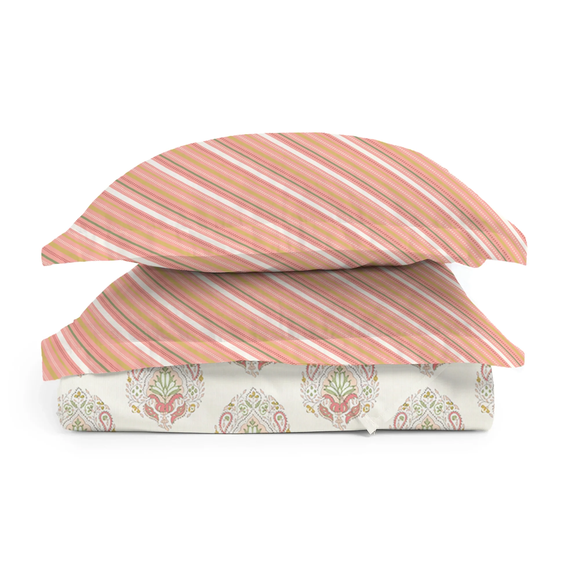 Udyan Tales | Contemporary Indian Printed Bedding Set - Set of Bedsheet & Comforter - Soft Coral - Image 6