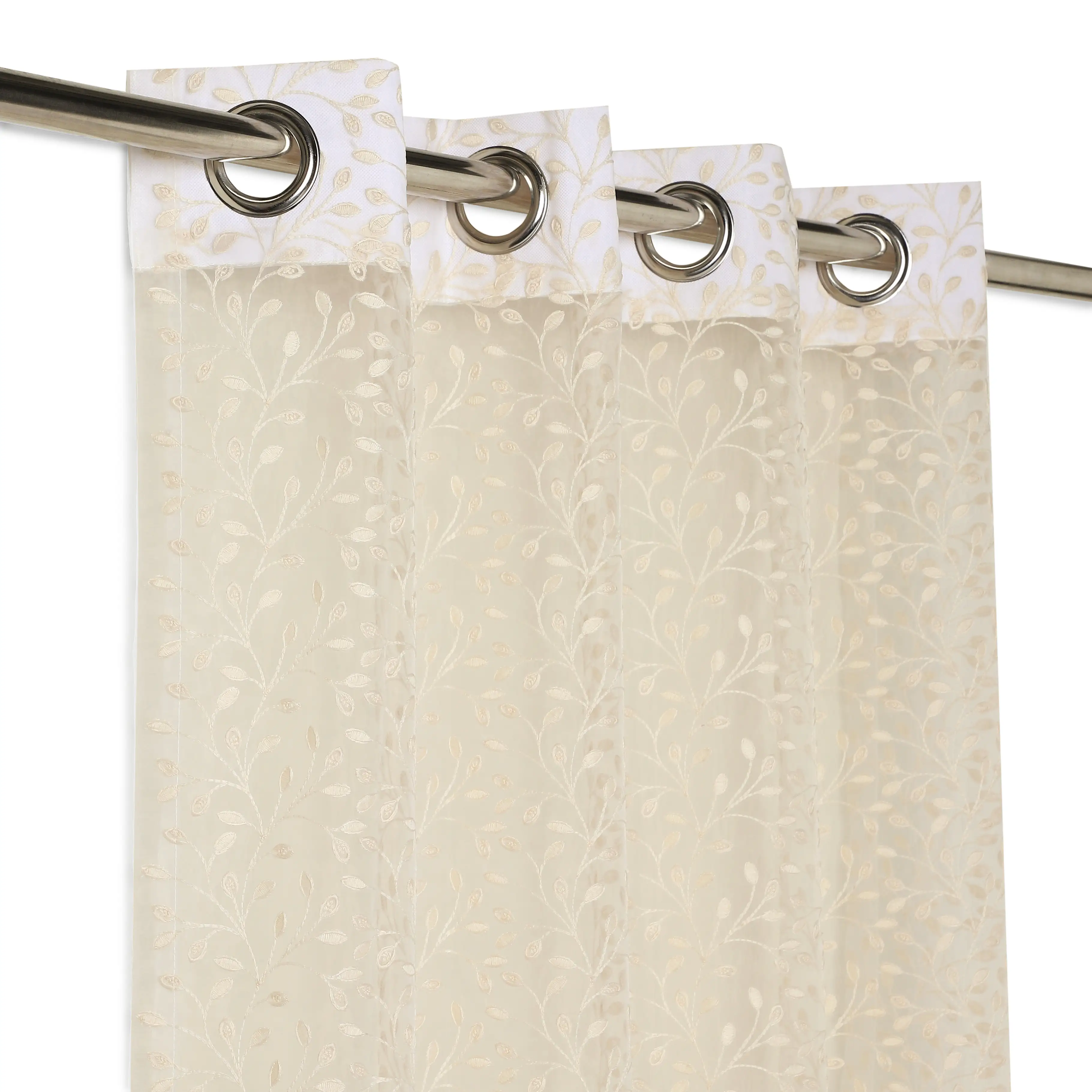 Velina Set Of 2 Embroidered Sheer Readymade Curtains | Threaded Story - Image 6