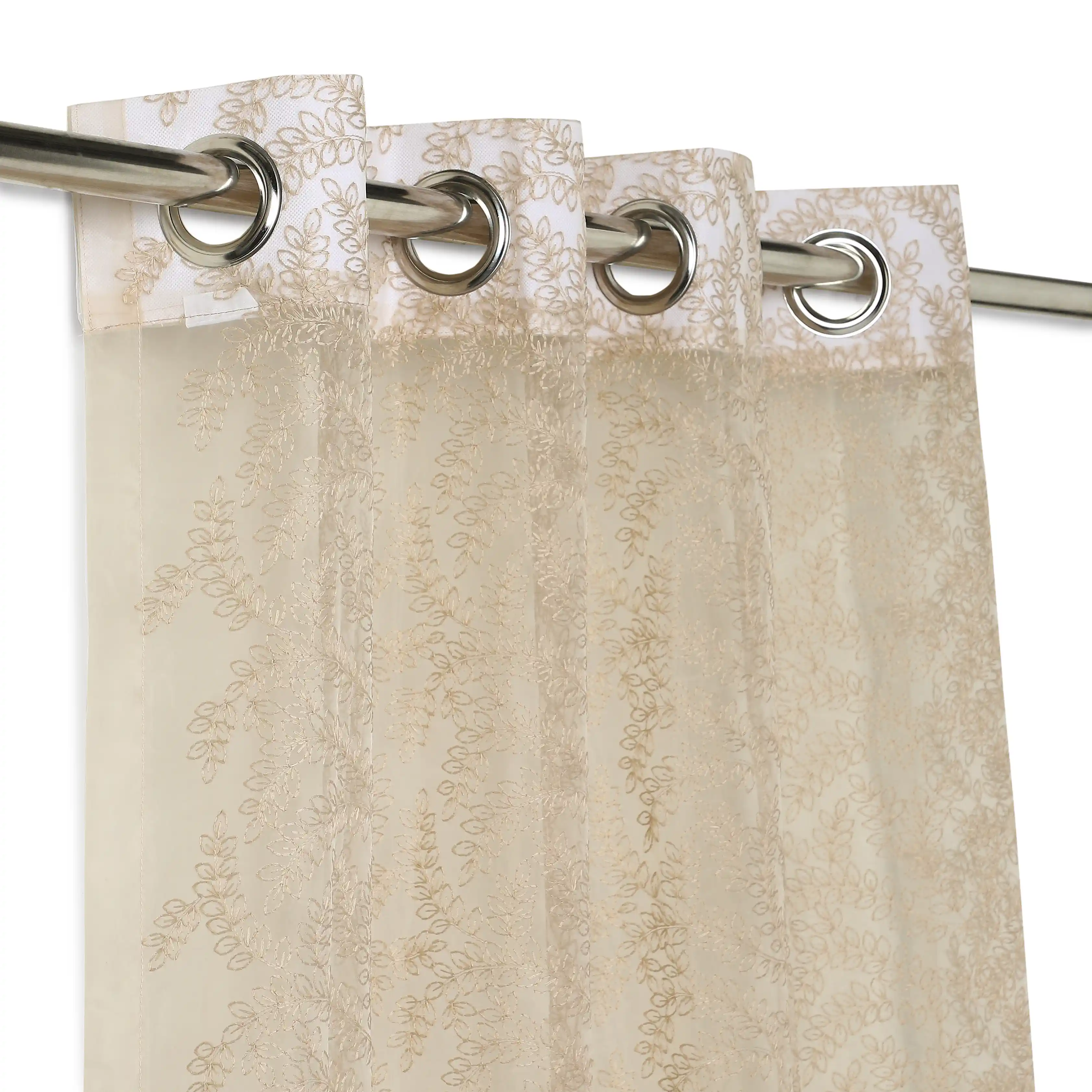 Velina Set Of 2 Embroidered Sheer Readymade Curtains | Urban Forest - Image 10